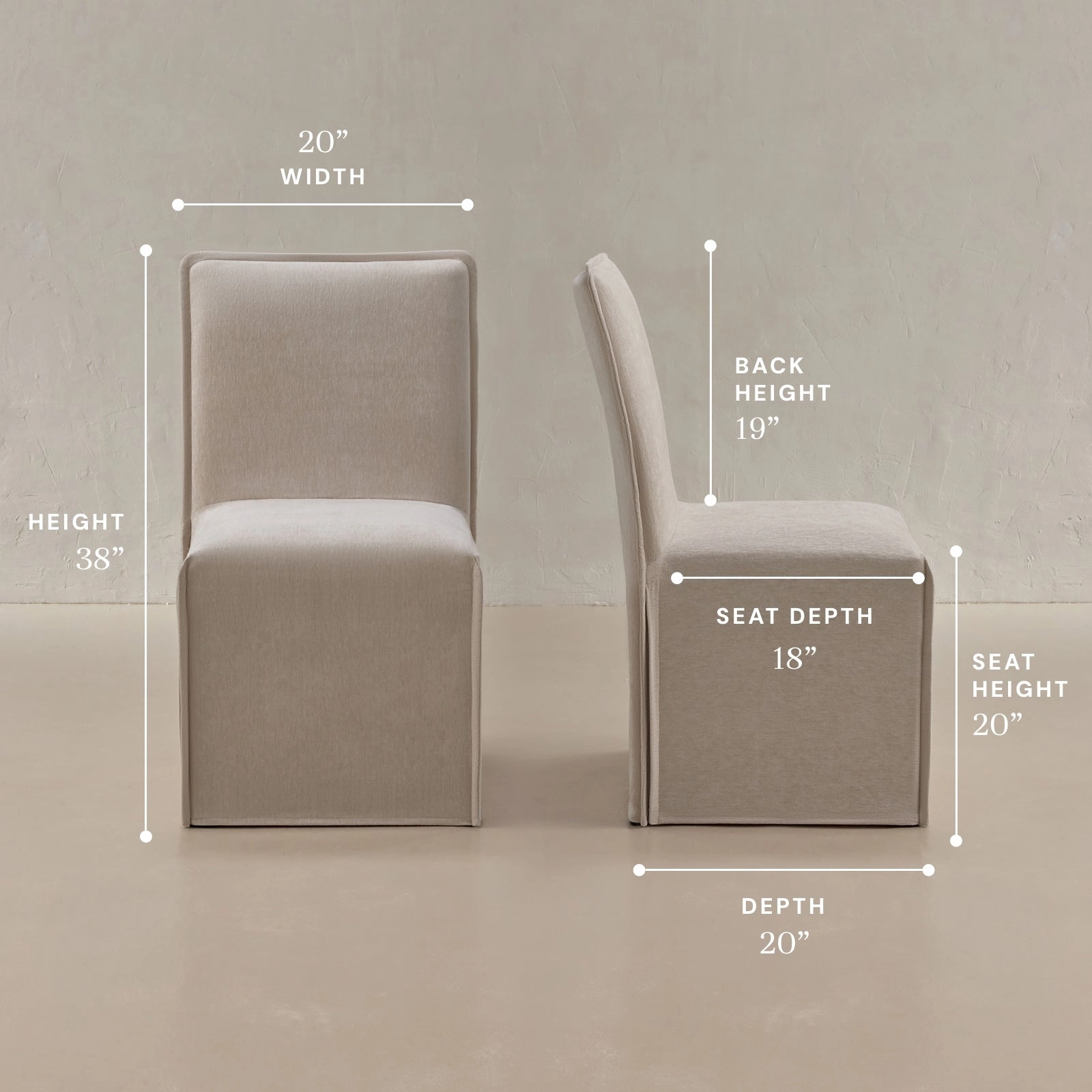 Washable Upholstered Dining Chair | 19 Back Height in Mist (Set of 2)