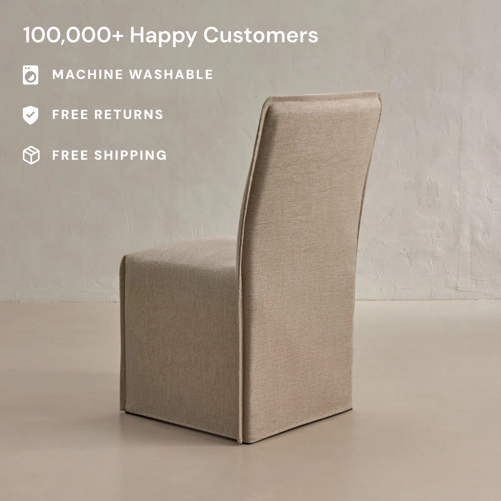Washable Upholstered Dining Chair | 19 Back Height in Oat