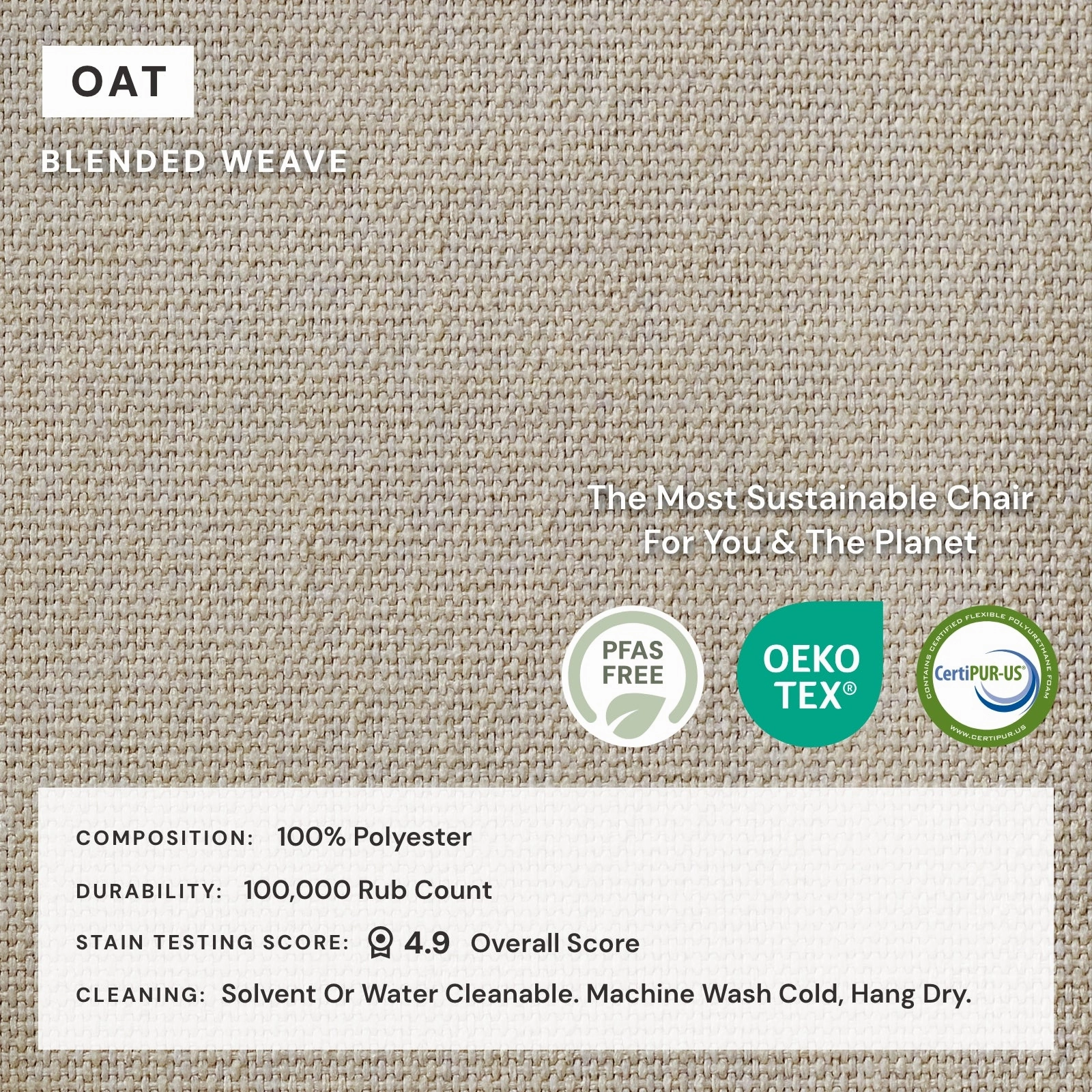 Washable Upholstered Dining Chair | 19 Back Height in Oat