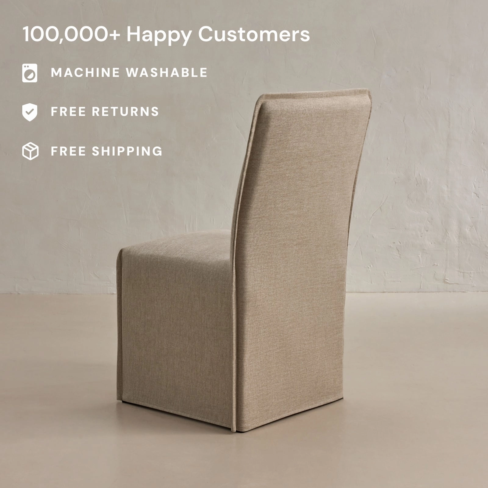 Washable Upholstered Dining Chair | 19 Back Height in Oat (Set of 2)