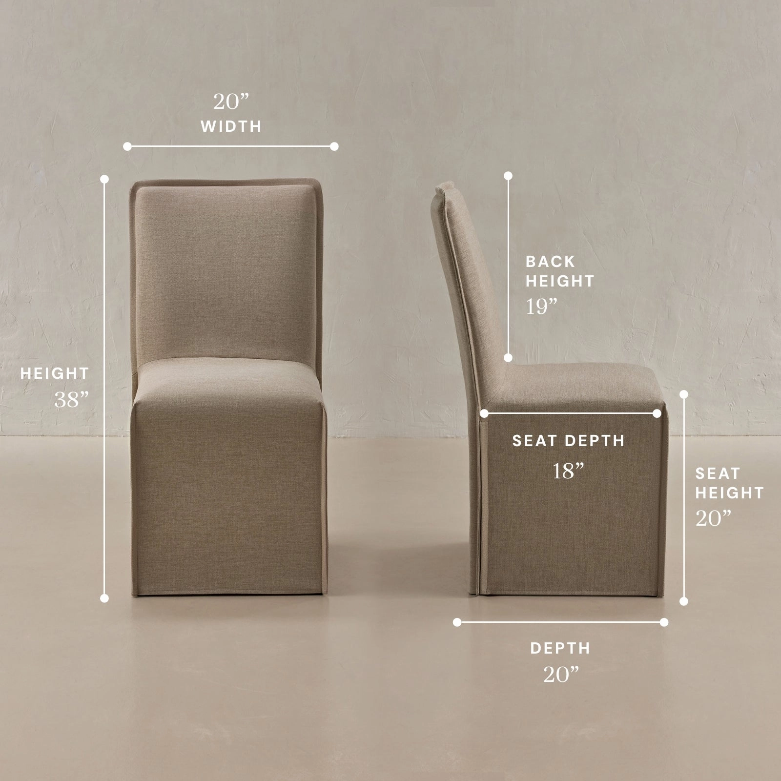 Washable Upholstered Dining Chair | 19 Back Height in Oat (Set of 2)