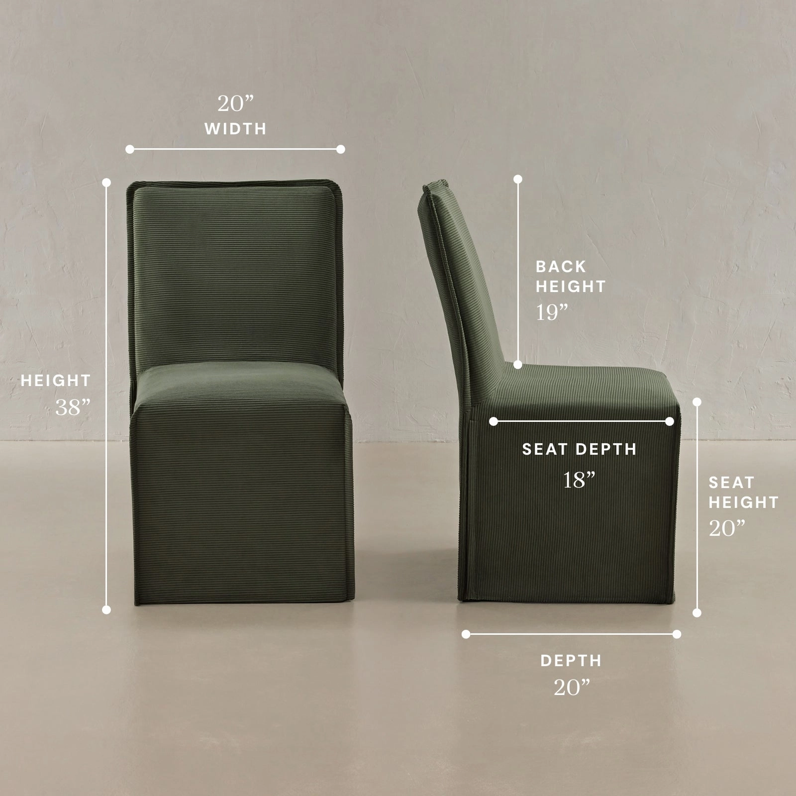 Washable Upholstered Dining Chair | 19 Back Height in Olivine