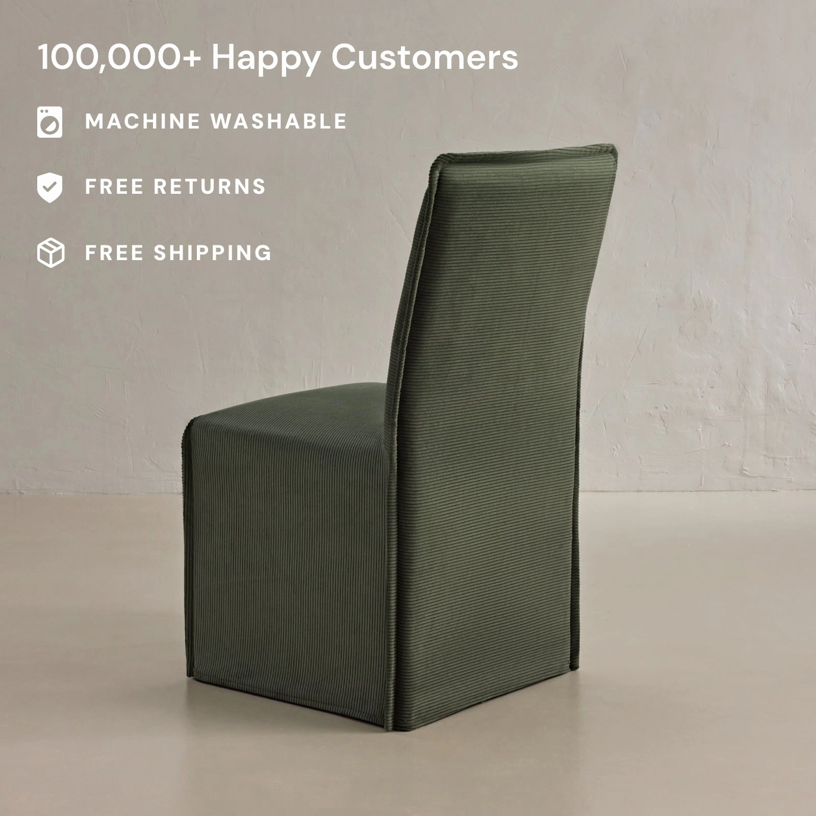 Washable Upholstered Dining Chair | 19 Back Height in Olivine (Set of 2)
