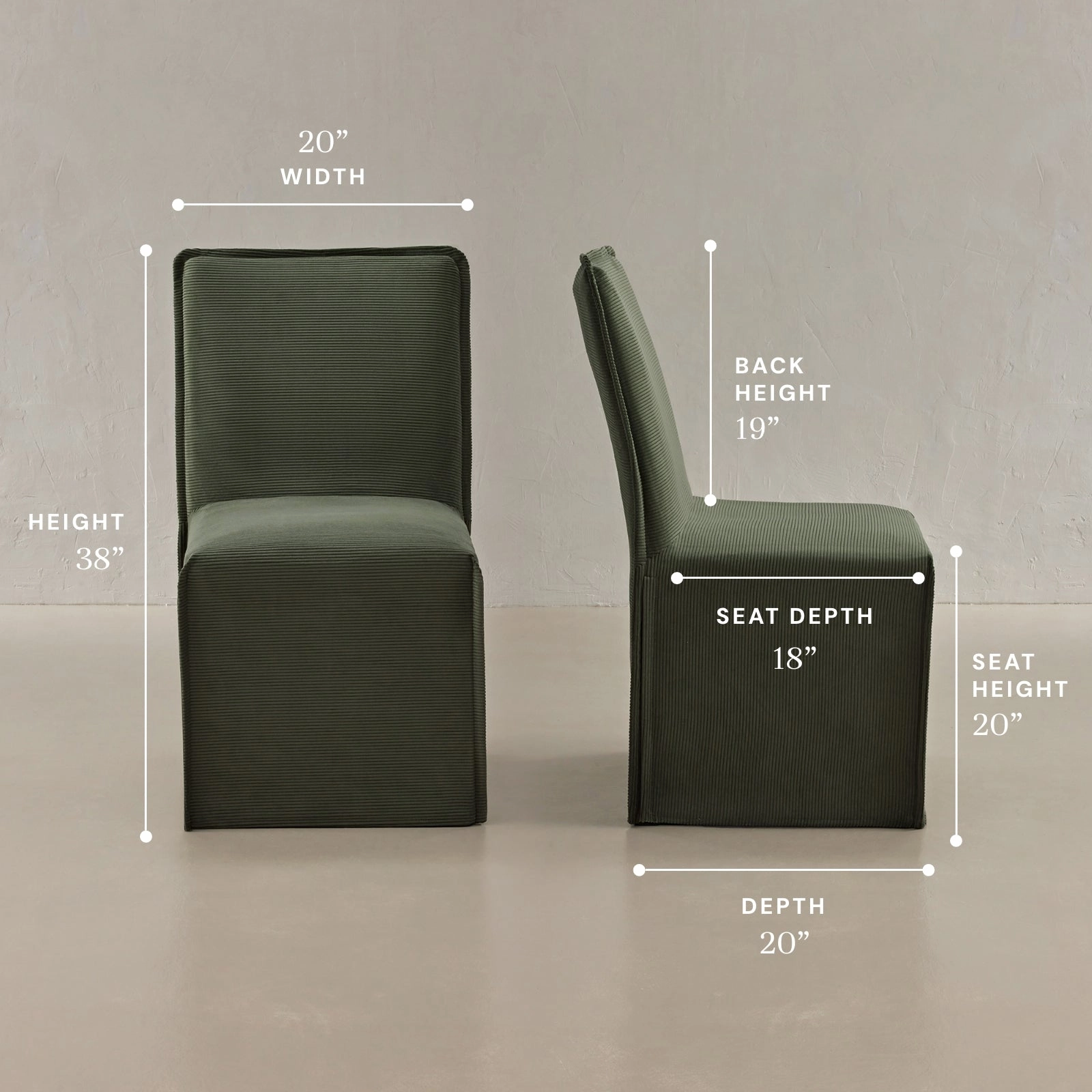Washable Upholstered Dining Chair | 19 Back Height in Olivine (Set of 2)