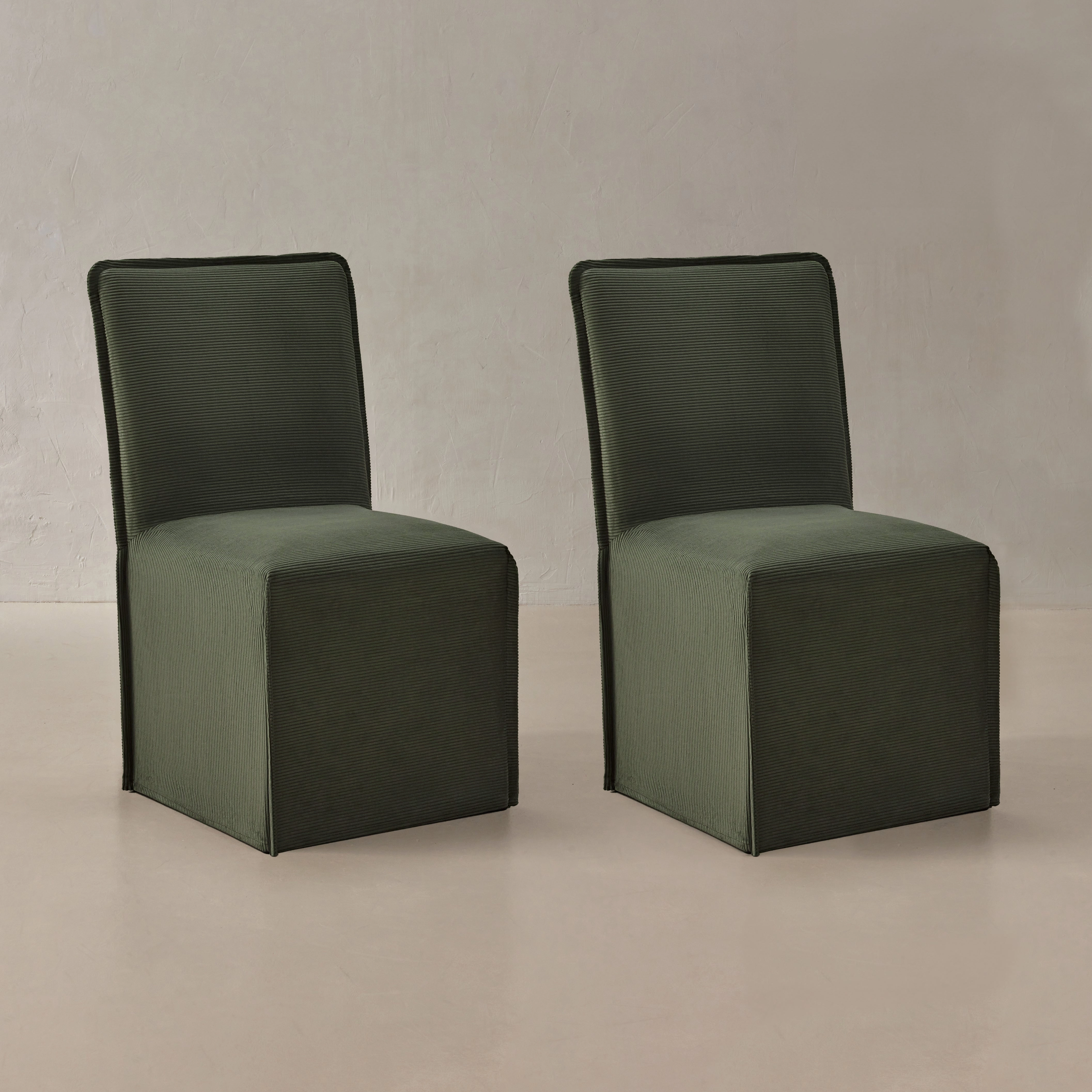 Washable Upholstered Dining Chair | 19 Back Height in Olivine (Set of 2)