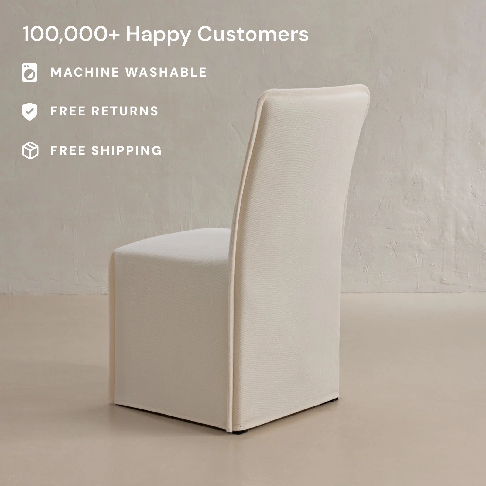Washable Upholstered Dining Chair | 19 Back Height in Powder