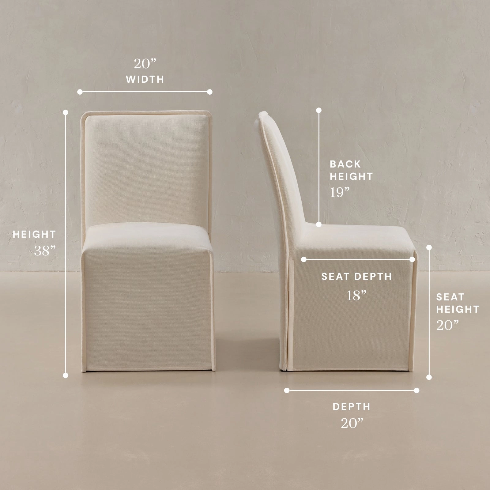 Washable Upholstered Dining Chair | 19 Back Height in Powder (Set of 2)