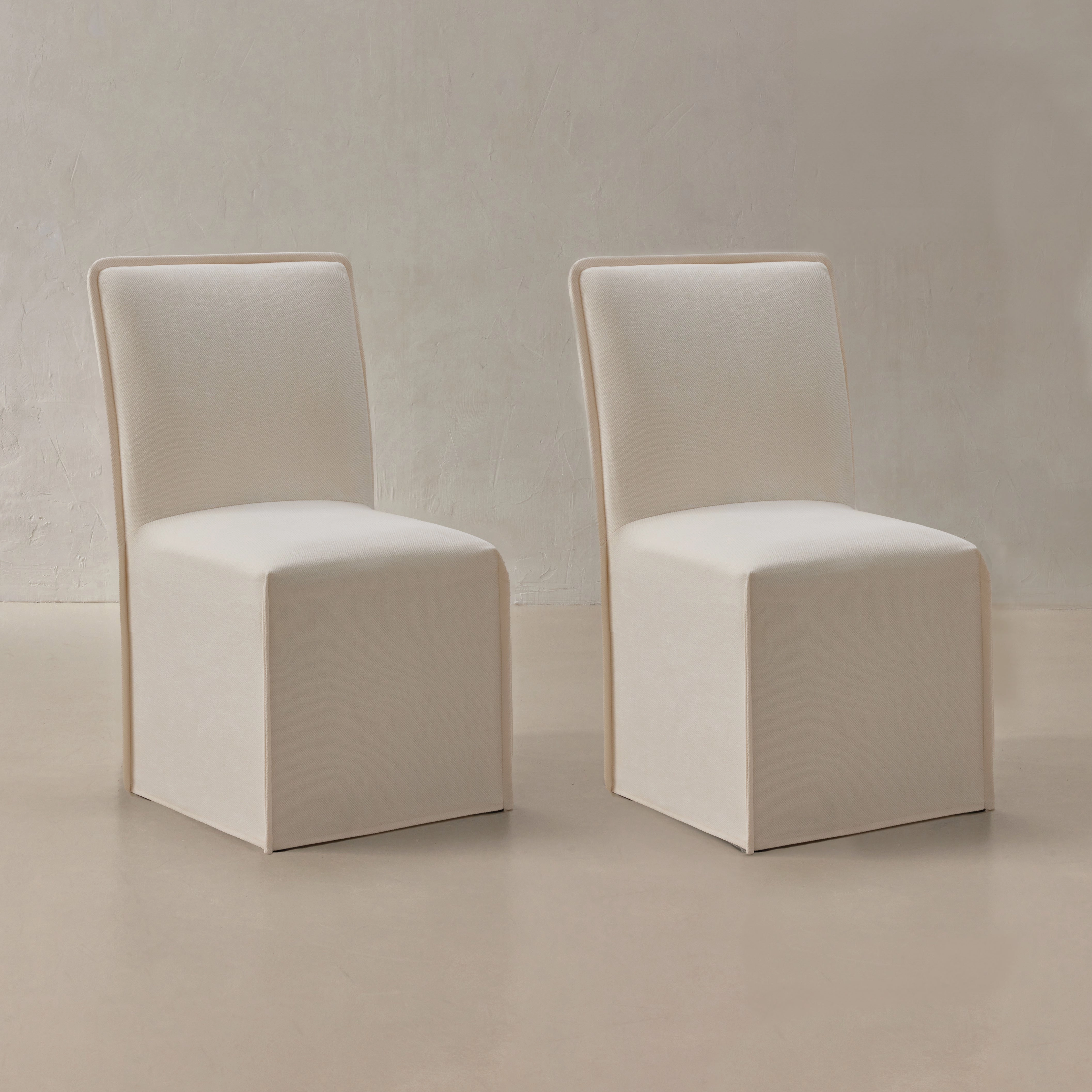 Washable Upholstered Dining Chair | 19 Back Height in Powder (Set of 2)