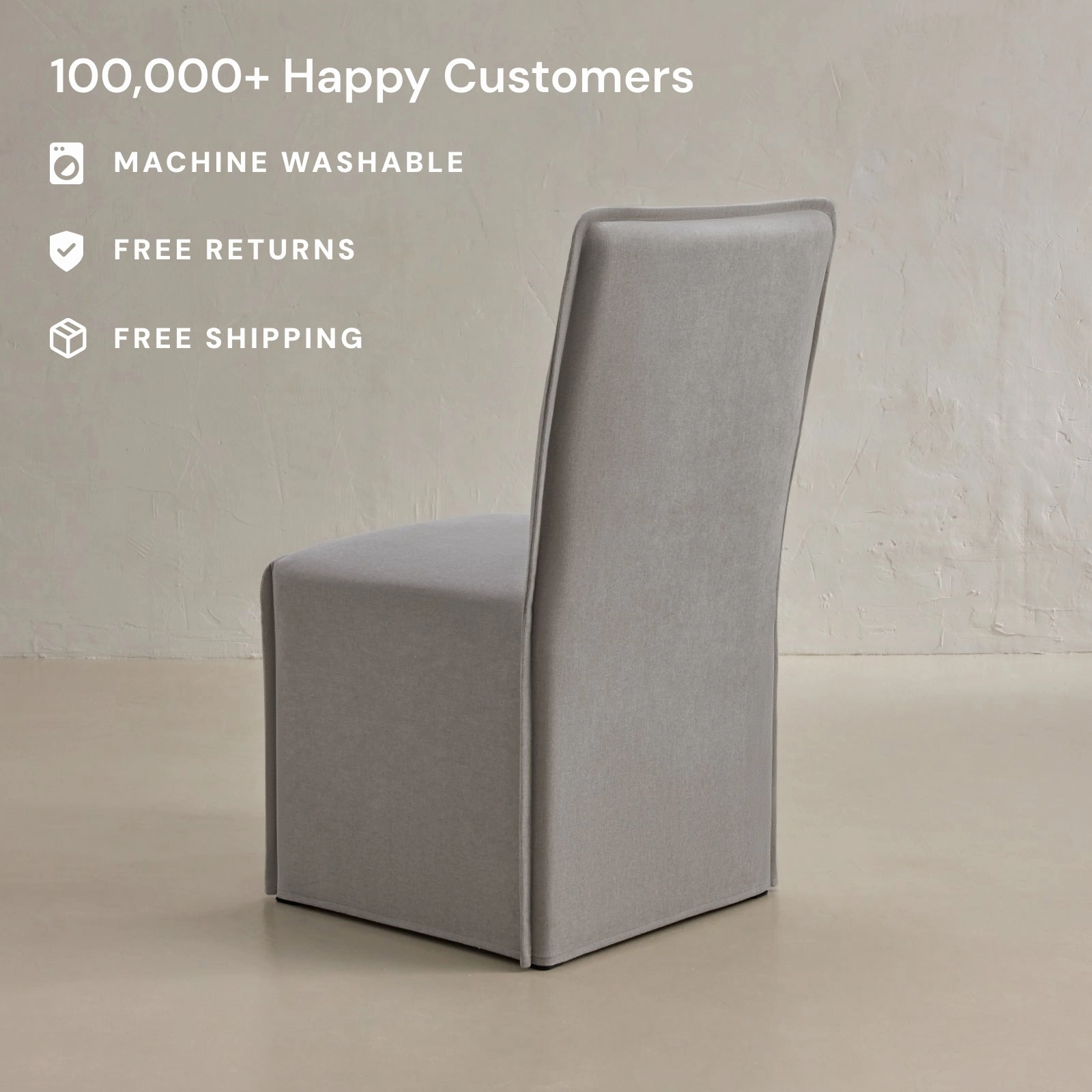 Washable Upholstered Dining Chair | 19 Back Height in Pumice