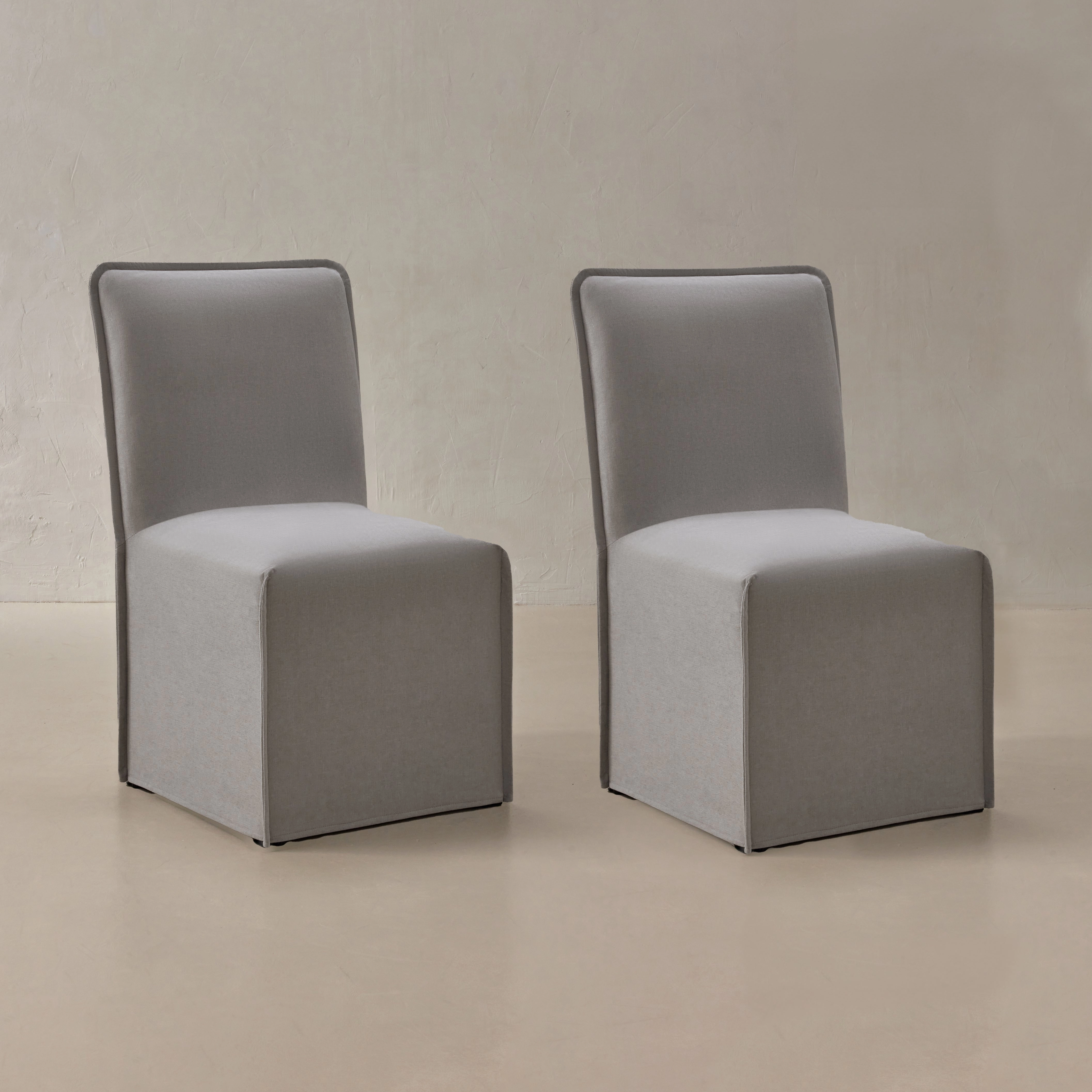 Washable Upholstered Dining Chair | 19 Back Height in Pumice (Set of 2)