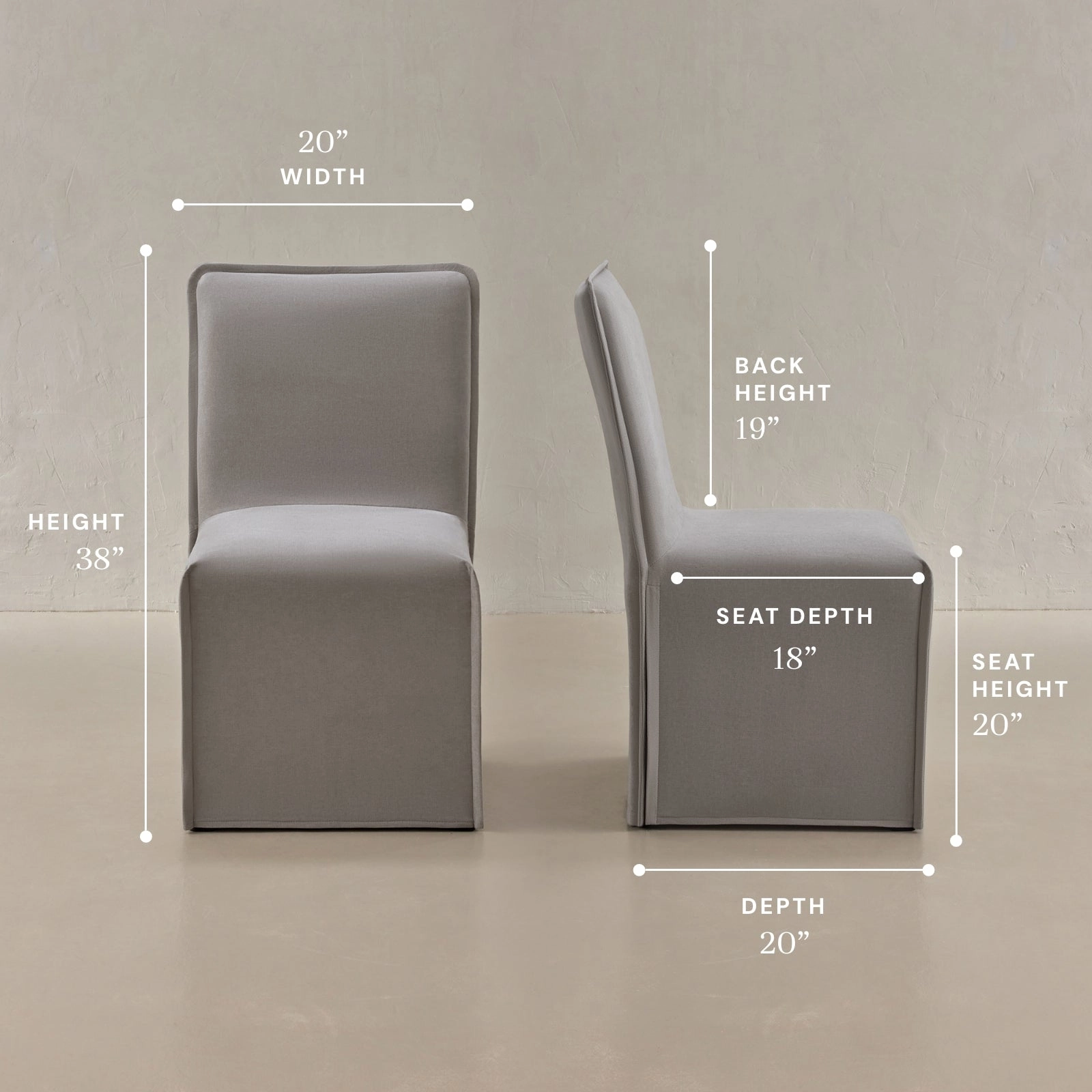 Washable Upholstered Dining Chair | 19 Back Height in Pumice (Set of 2)