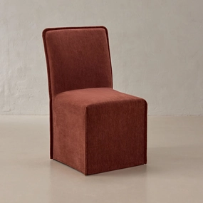 Washable Upholstered Dining Chair | 19 Back Height in Rust
