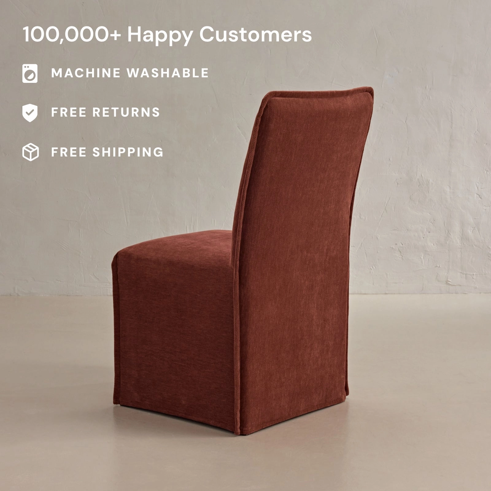Washable Upholstered Dining Chair | 19 Back Height in Rust