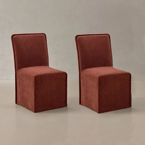 Washable Upholstered Dining Chair | 19 Back Height in Rust (Set of 2)