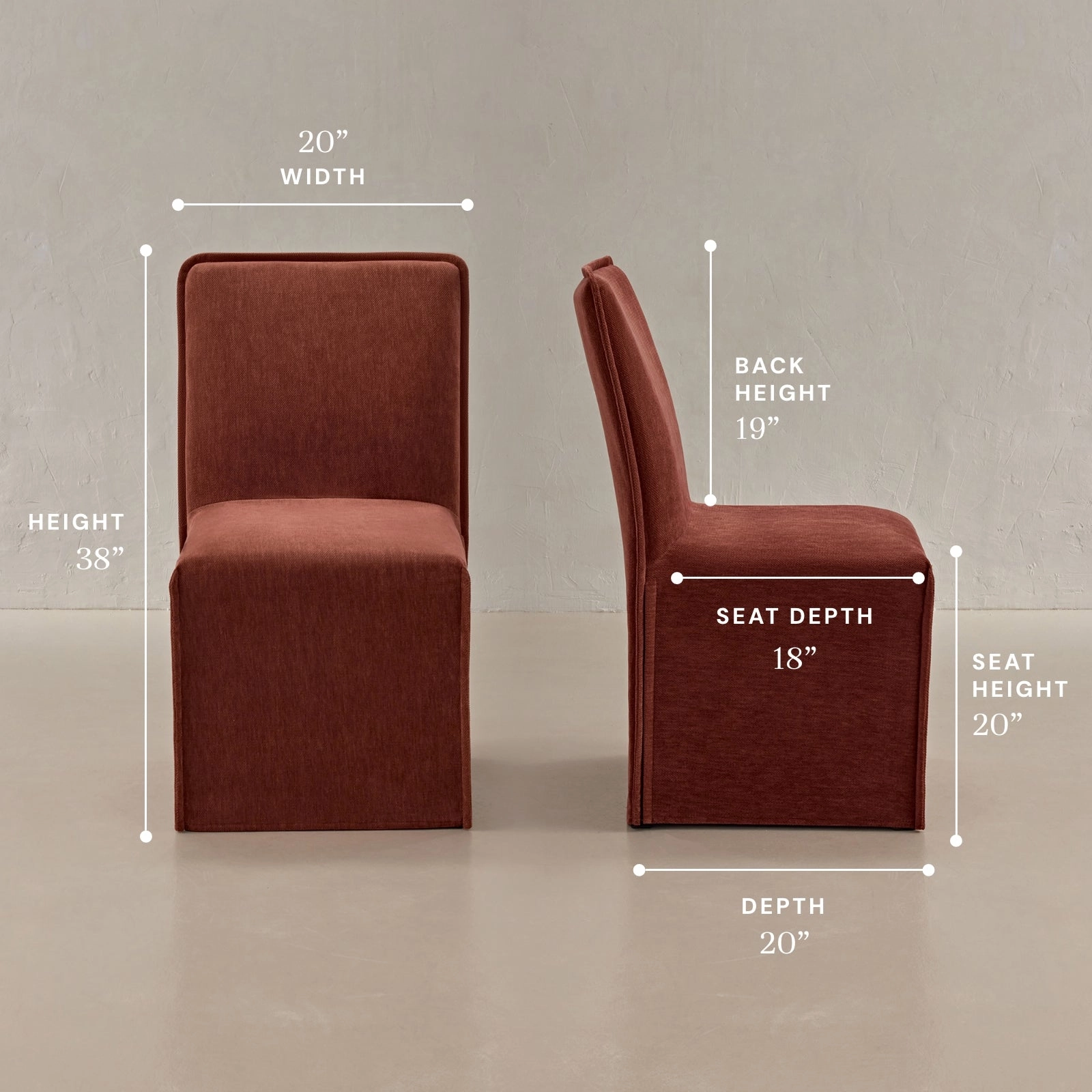 Washable Upholstered Dining Chair | 19 Back Height in Rust