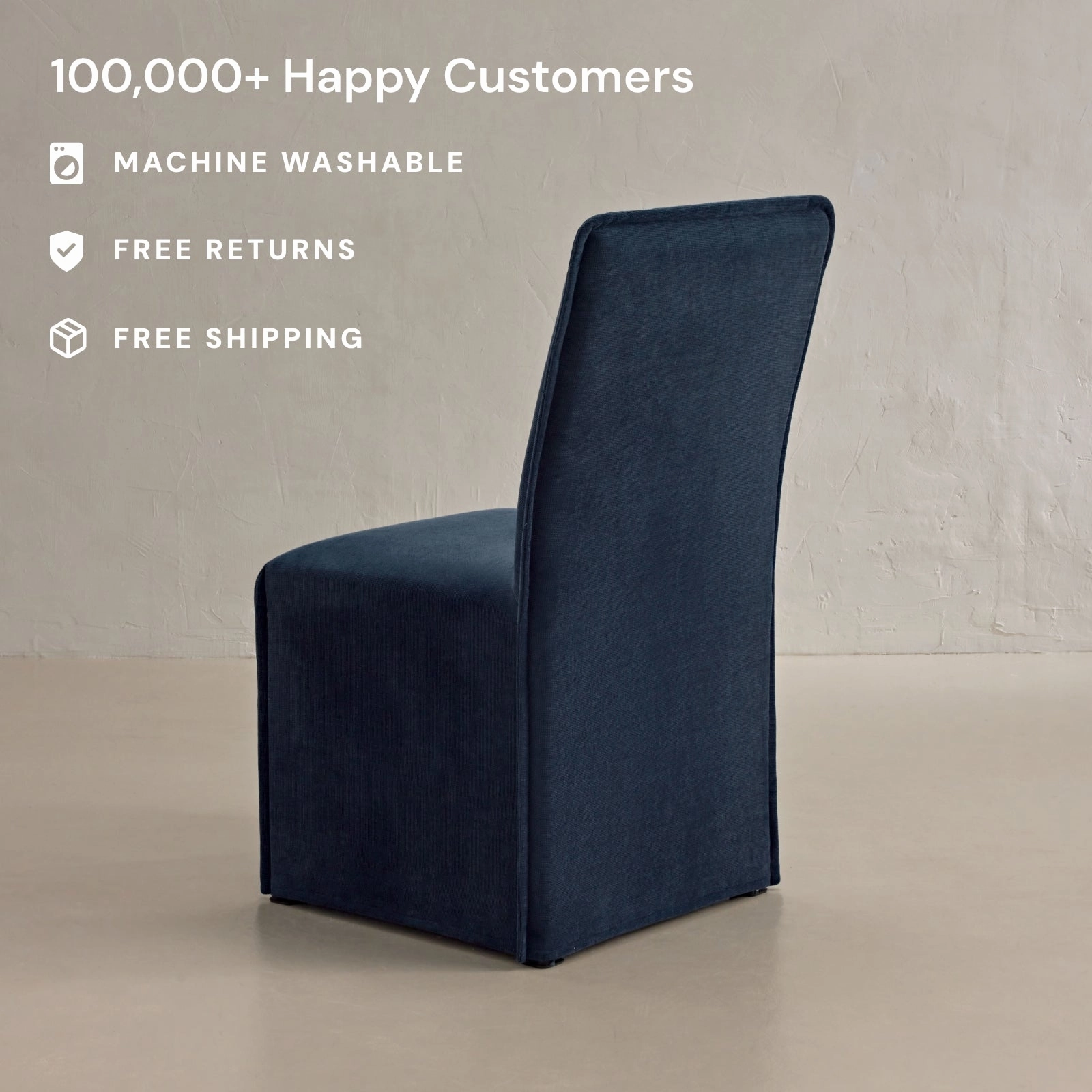 Washable Upholstered Dining Chair | 19 Back Height in Sumi (Set of 2)