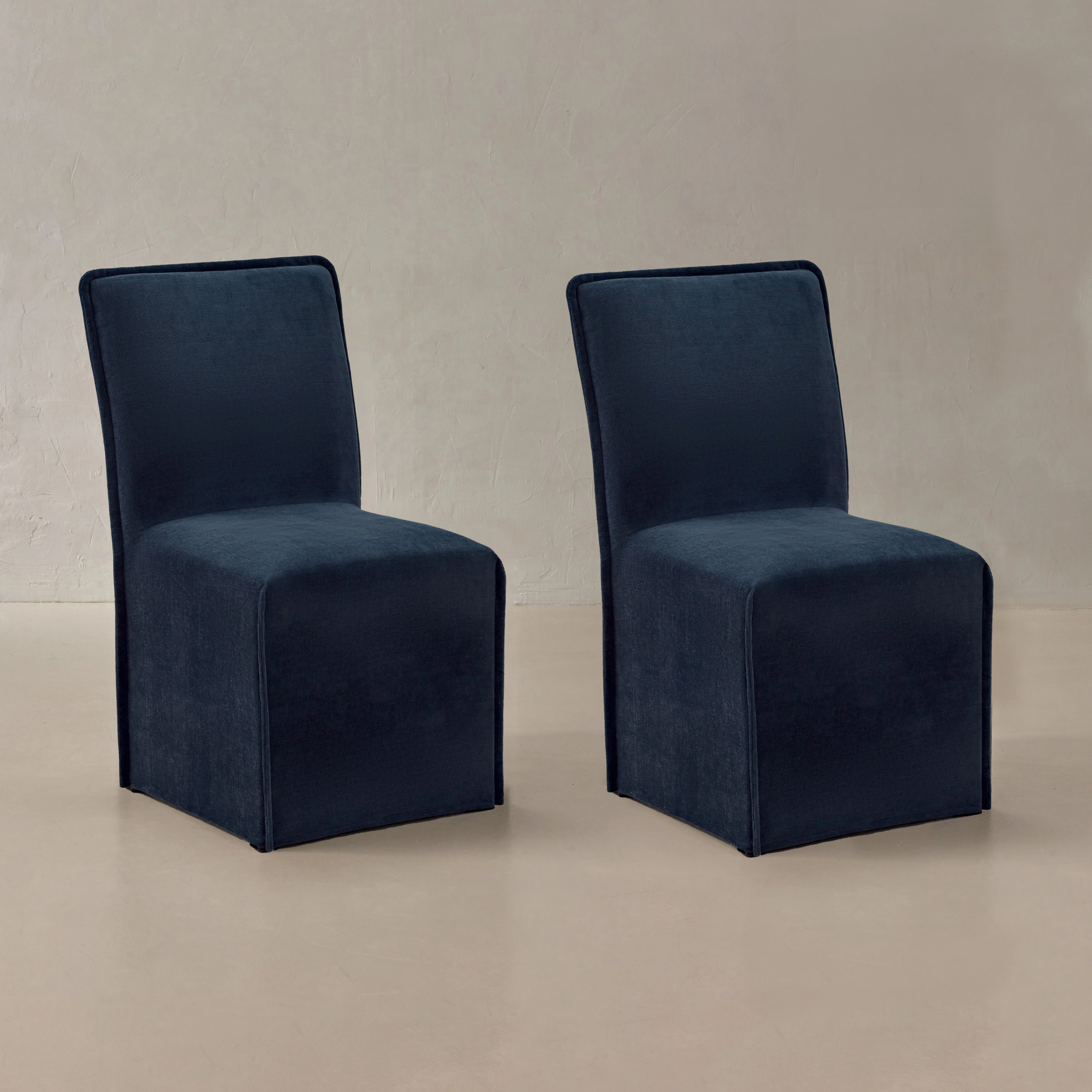 Washable Upholstered Dining Chair | 19 Back Height in Sumi (Set of 2)