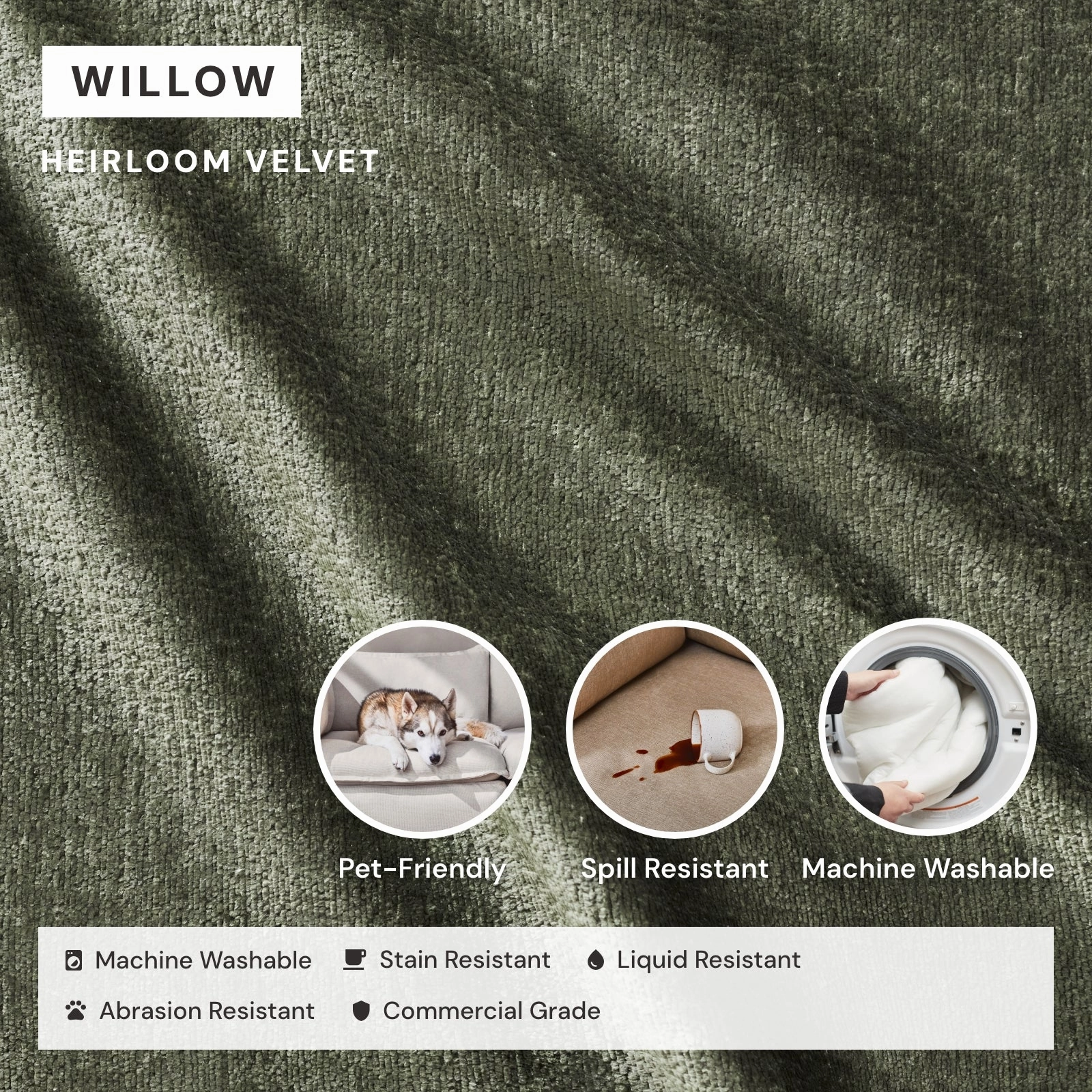 Washable Upholstered Dining Chair | 19 Back Height in Willow
