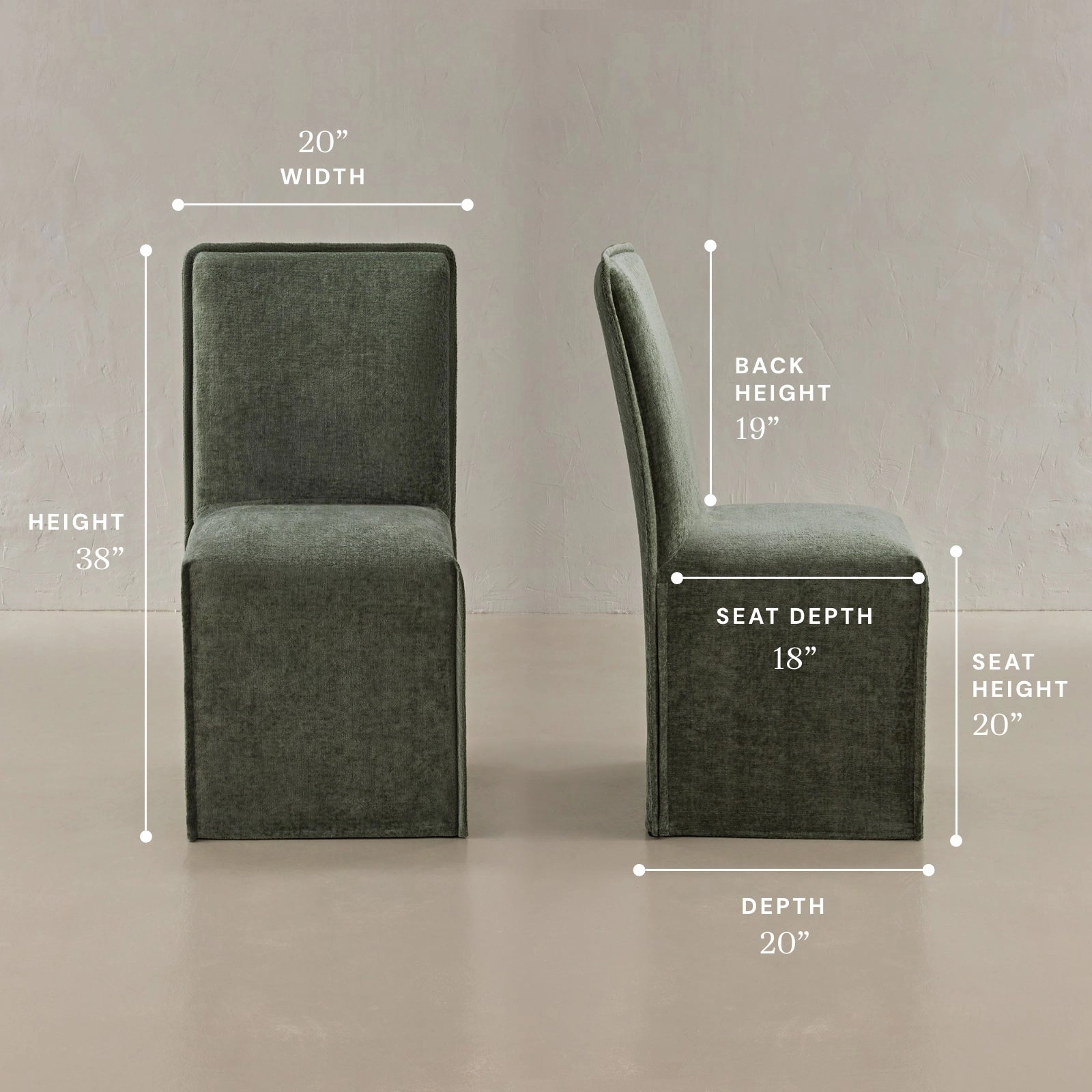 Washable Upholstered Dining Chair | 19 Back Height in Willow