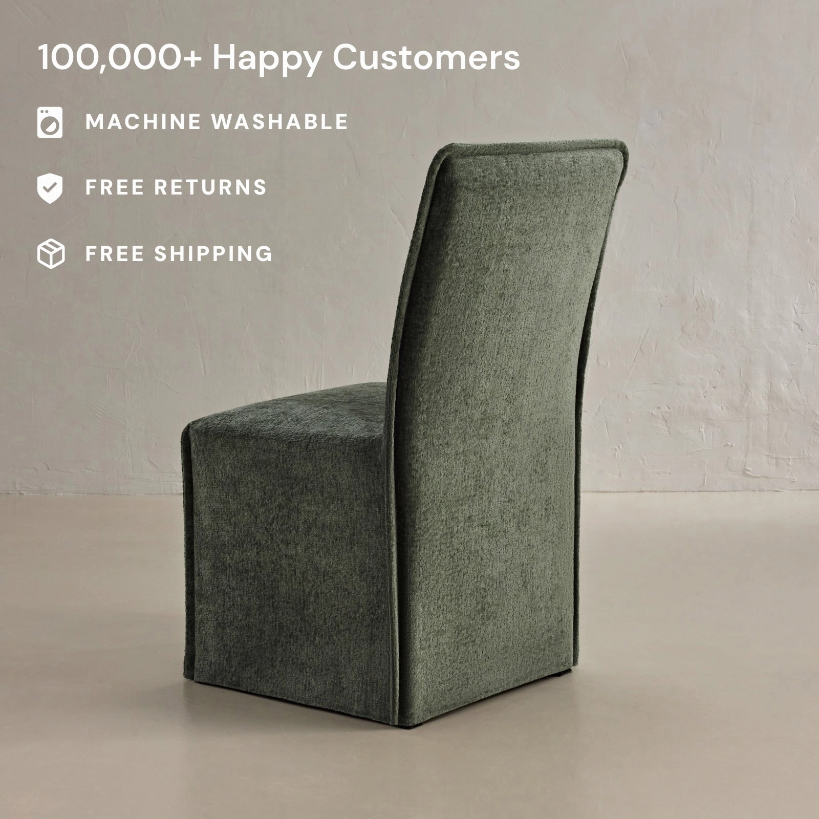 Washable Upholstered Dining Chair | 19 Back Height in Willow (Set of 2)