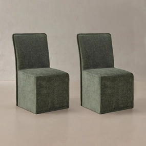 Washable Upholstered Dining Chair | 19 Back Height in Willow (Set of 2)