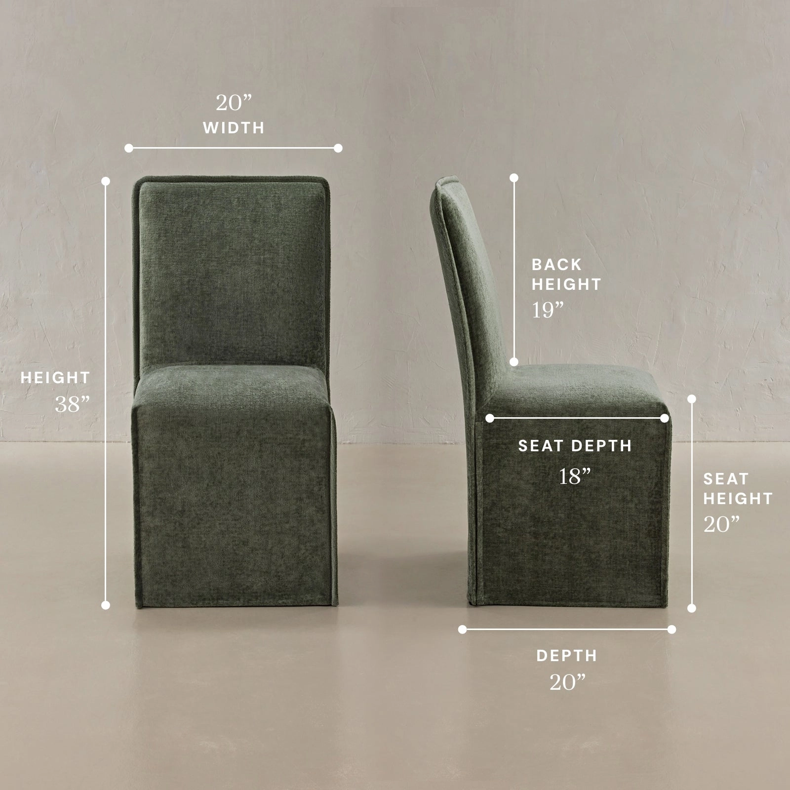 Washable Upholstered Dining Chair | 19 Back Height in Willow (Set of 2)