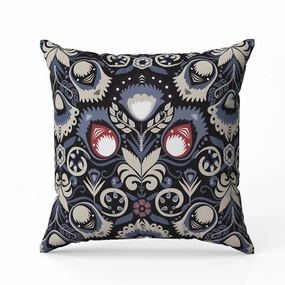Whimsical Cat Eye Faux Suede Reversible Throw Pillow Blue and Black