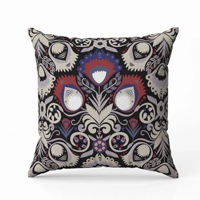 Whimsical Cat Eye Indoor/Outdoor Reversible Throw Pillow Black and Cream
