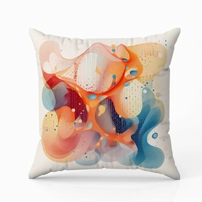 Whimsical Waves Faux Suede Reversible Throw Pillow Orange and Blue
