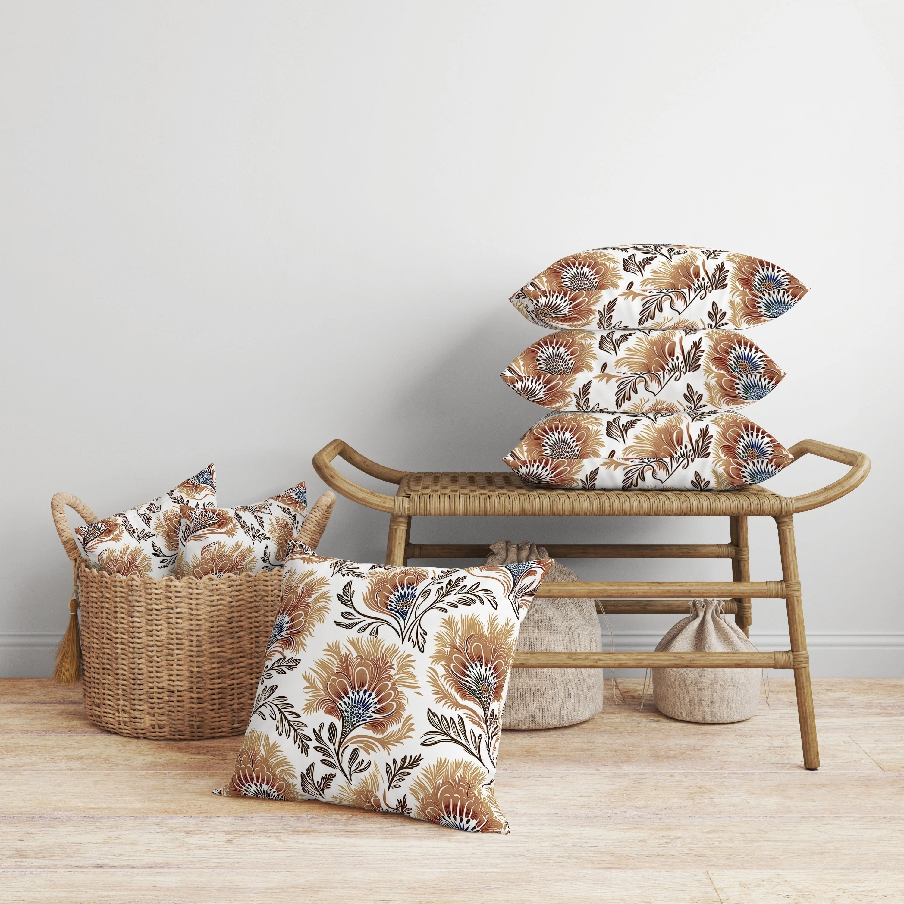 Whimsical Wilds Faux Suede Reversible Throw Pillow White and Brown