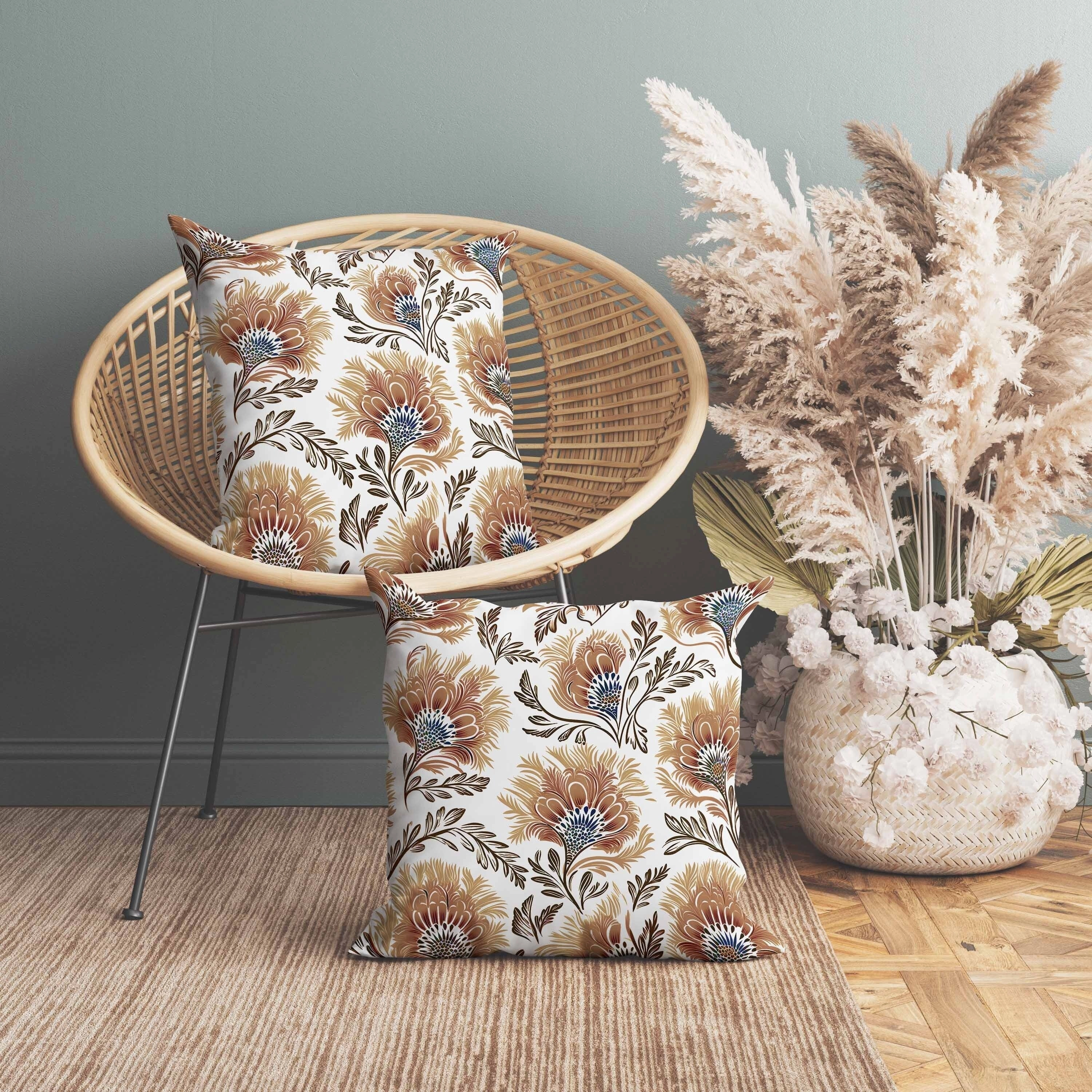 Whimsical Wilds Faux Suede Reversible Throw Pillow White and Brown