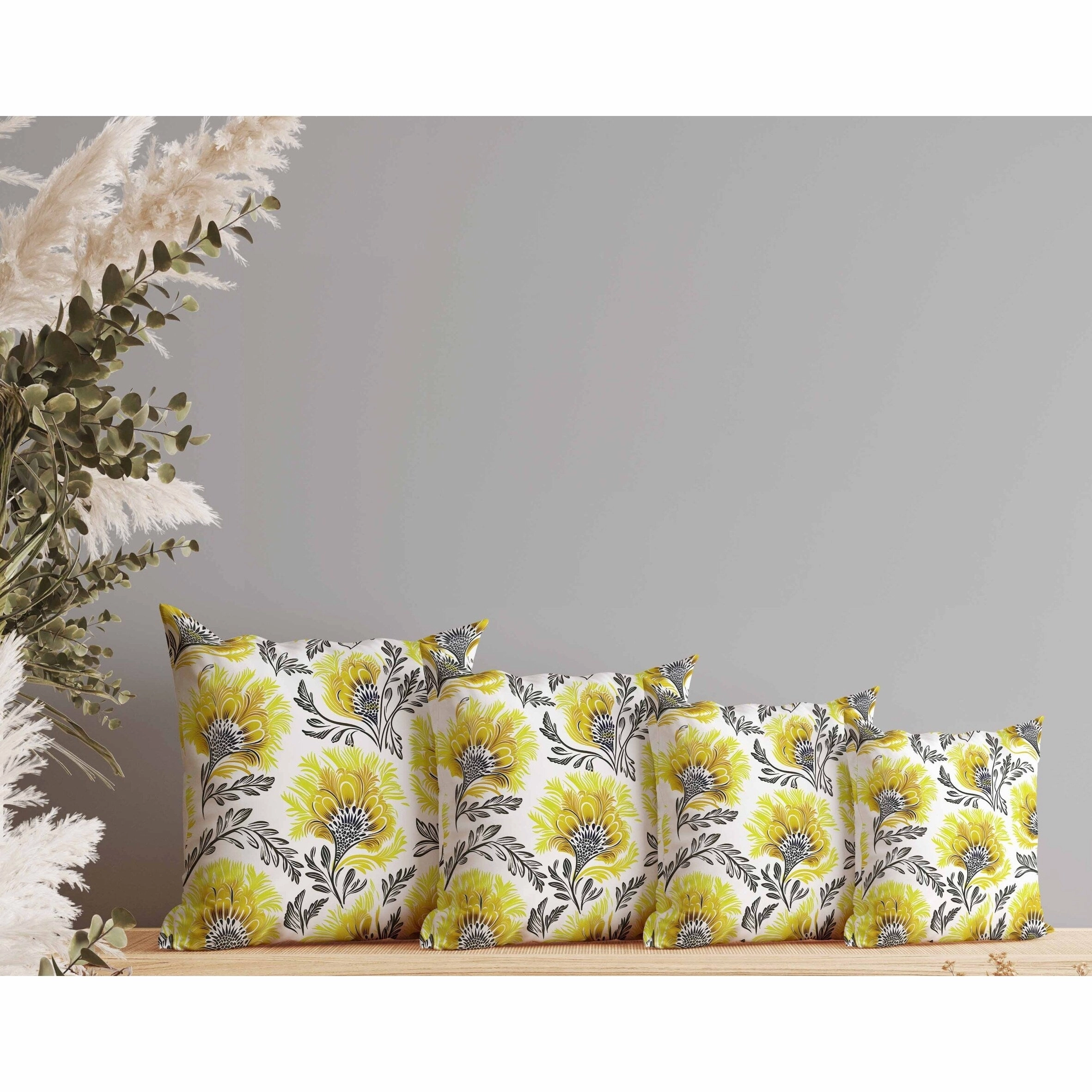 Whimsical Wilds Faux Suede Reversible Throw Pillow White and Yellow
