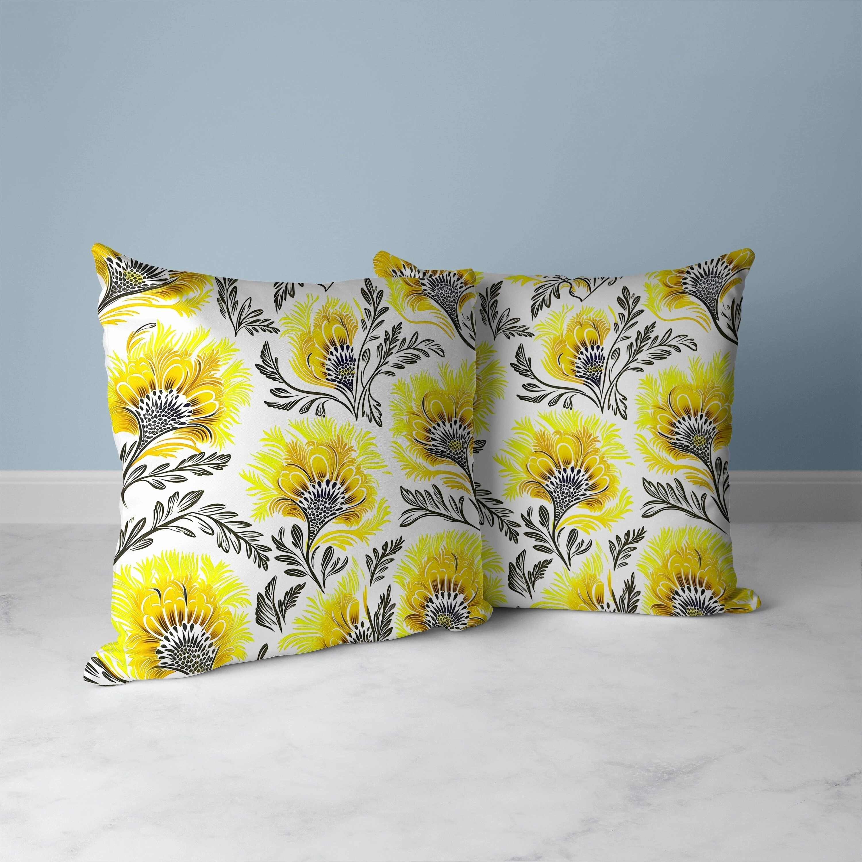 Whimsical Wilds Faux Suede Reversible Throw Pillow White and Yellow