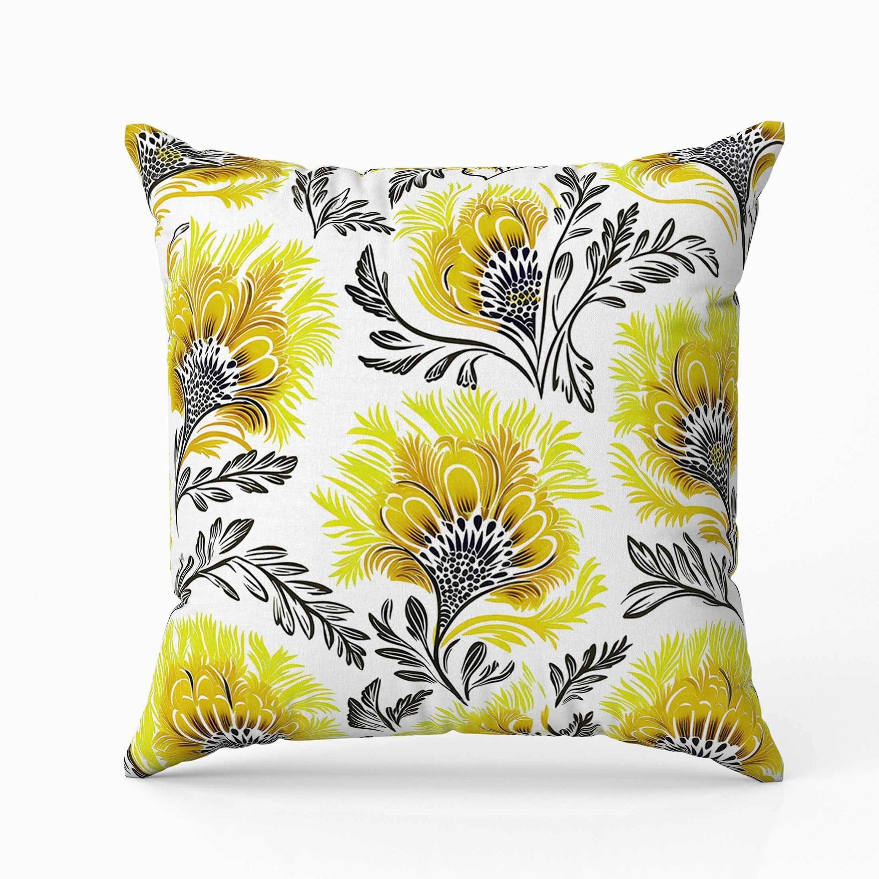 Whimsical Wilds Faux Suede Reversible Throw Pillow White and Yellow
