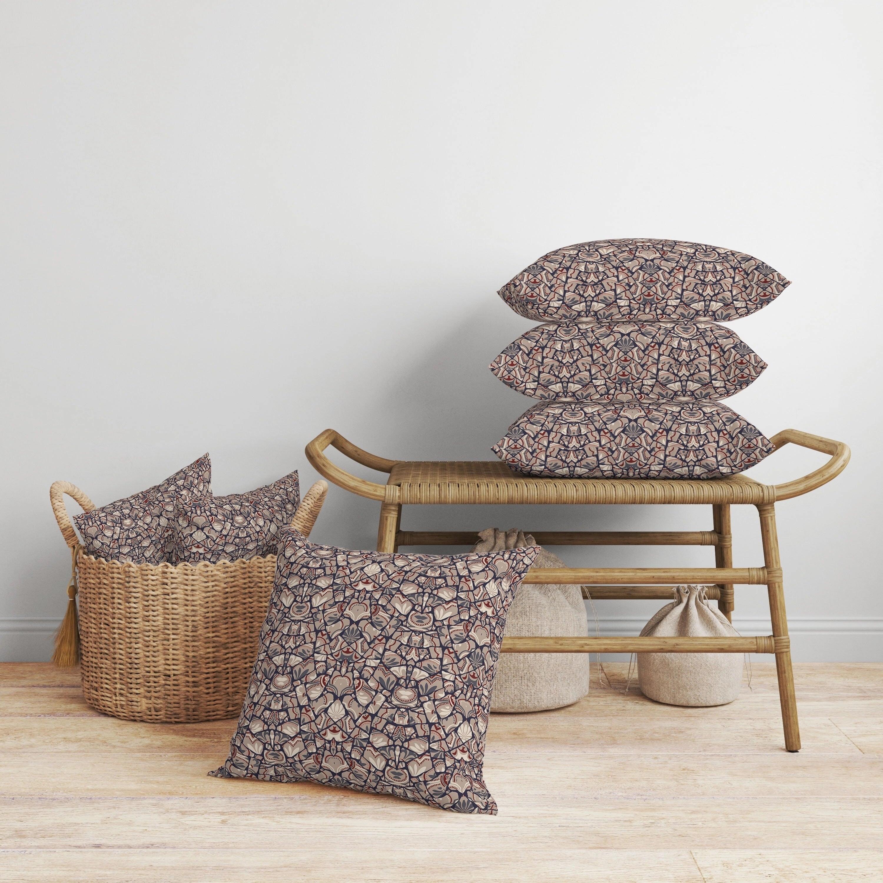 Wildflower Lagoon Faux Suede Reversible Throw Pillow Light and Orange