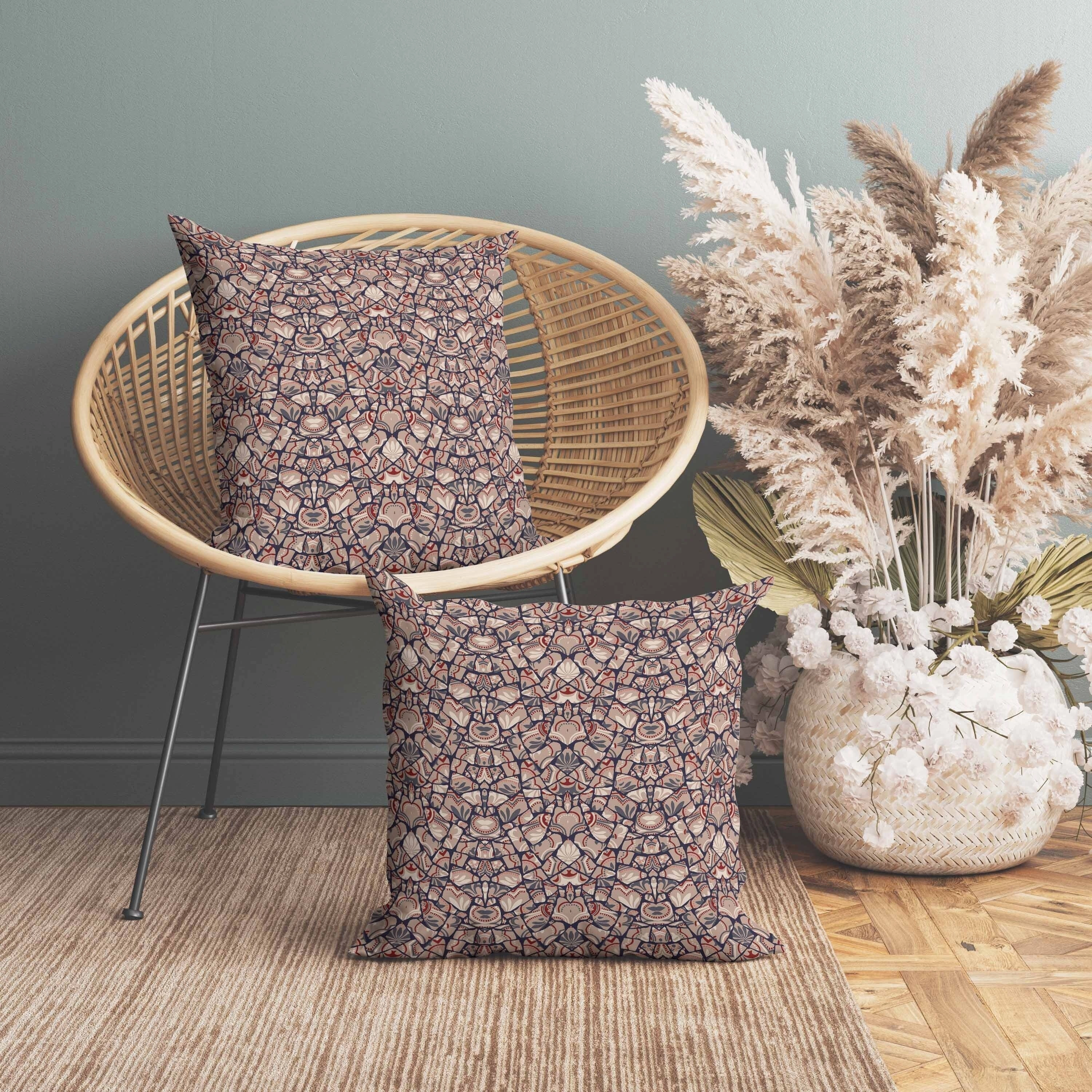 Wildflower Lagoon Faux Suede Reversible Throw Pillow Light and Orange