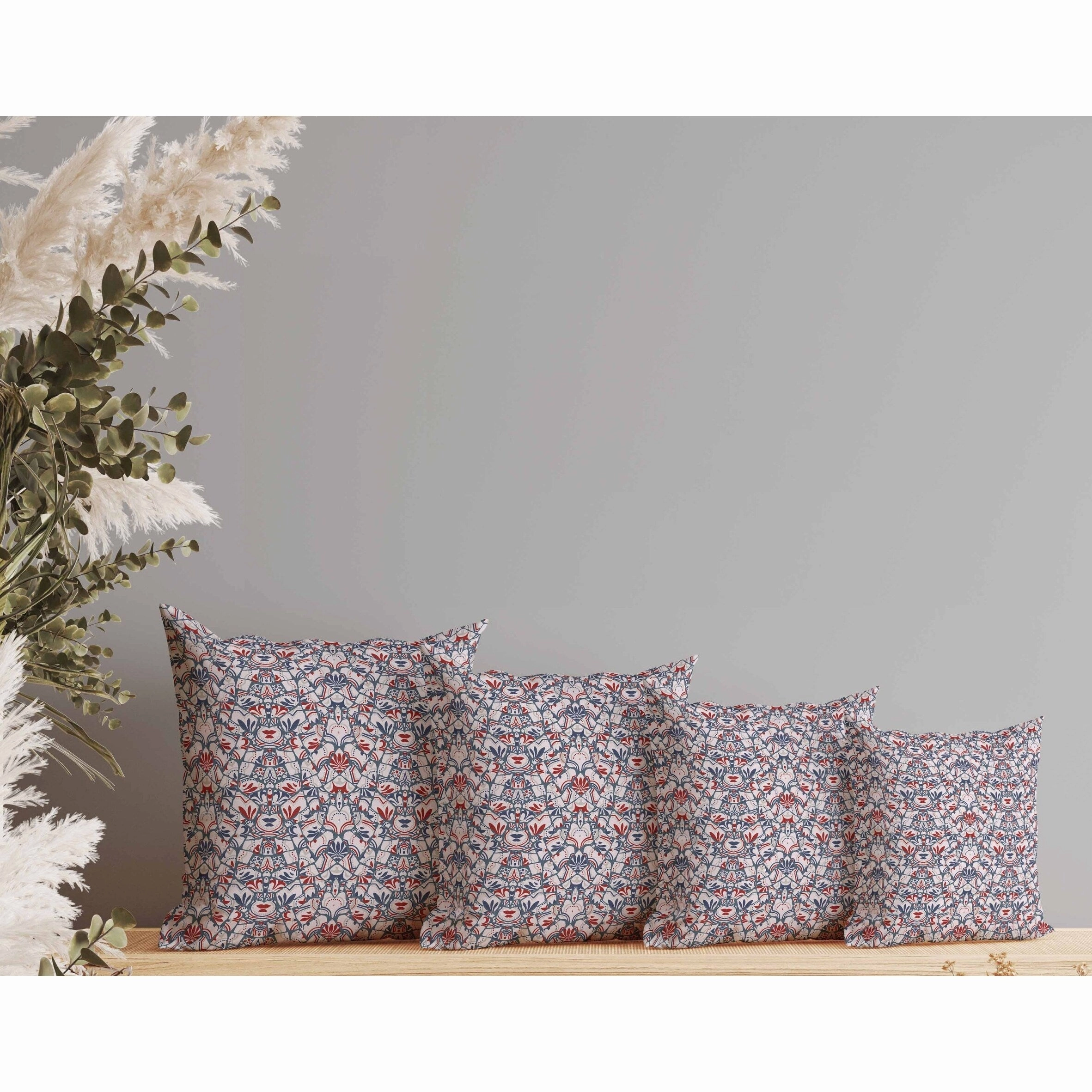 Wildflower Lagoon Indoor/Outdoor Reversible Throw Pillow Pink and Gray