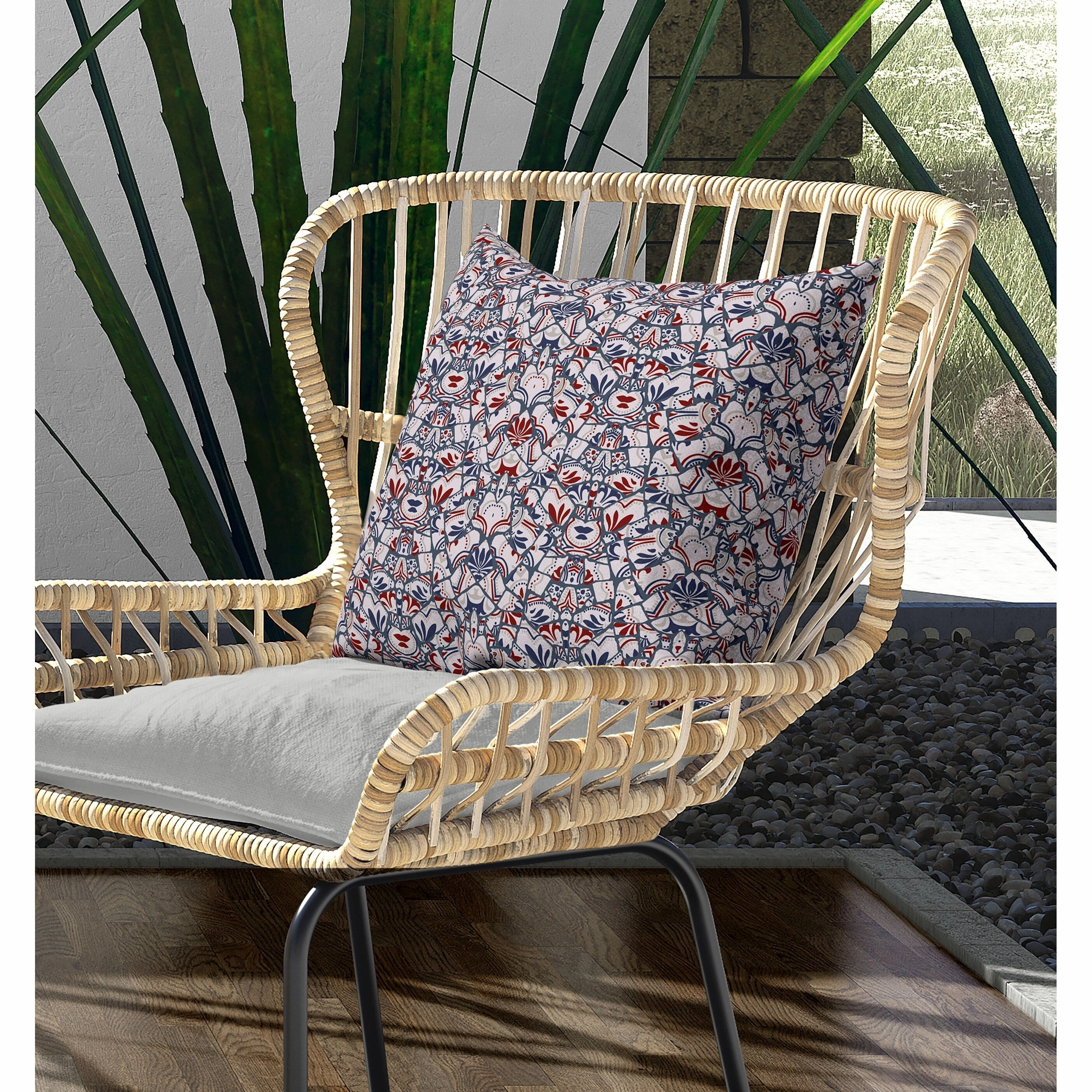 Wildflower Lagoon Indoor/Outdoor Reversible Throw Pillow Pink and Gray