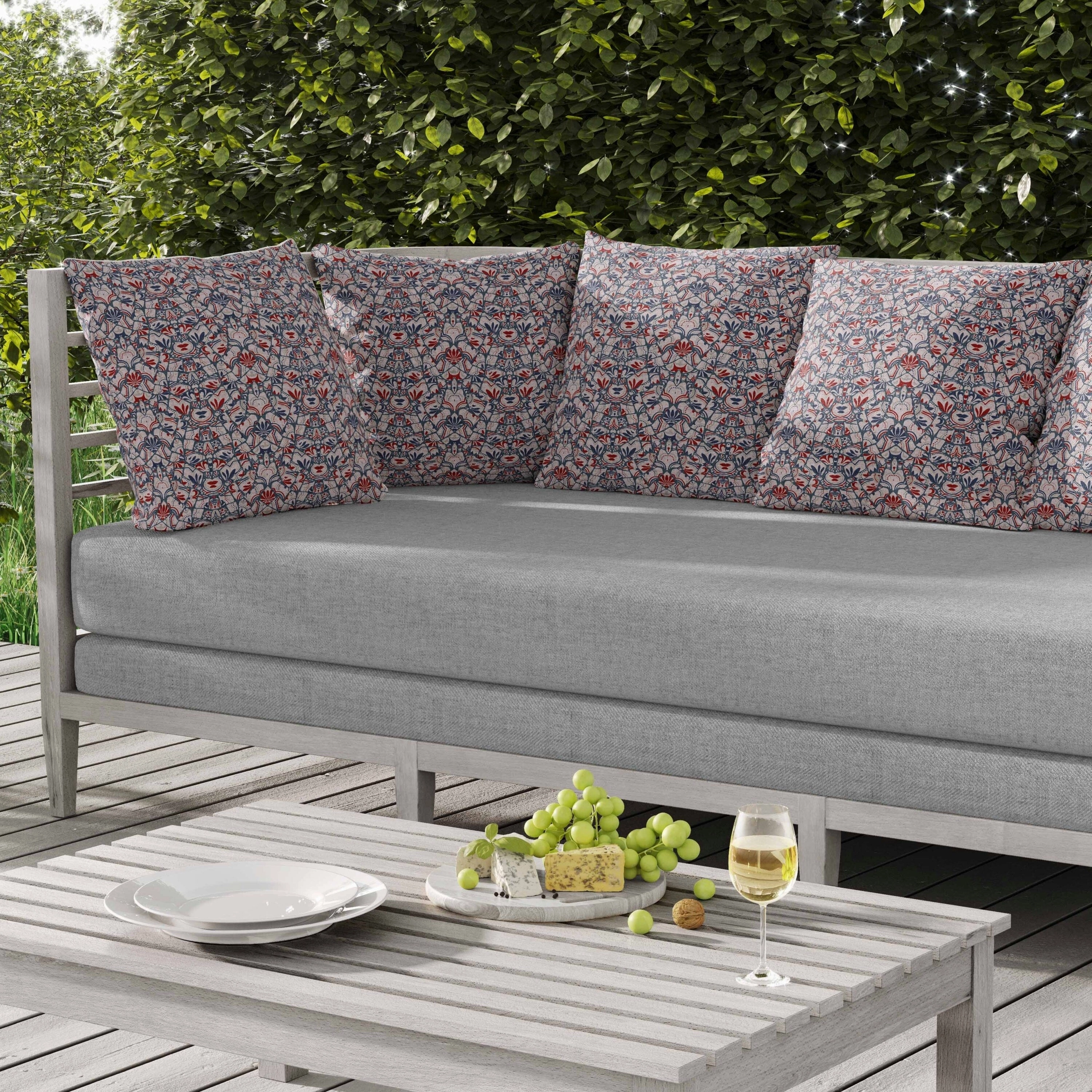 Wildflower Lagoon Indoor/Outdoor Reversible Throw Pillow Pink and Gray