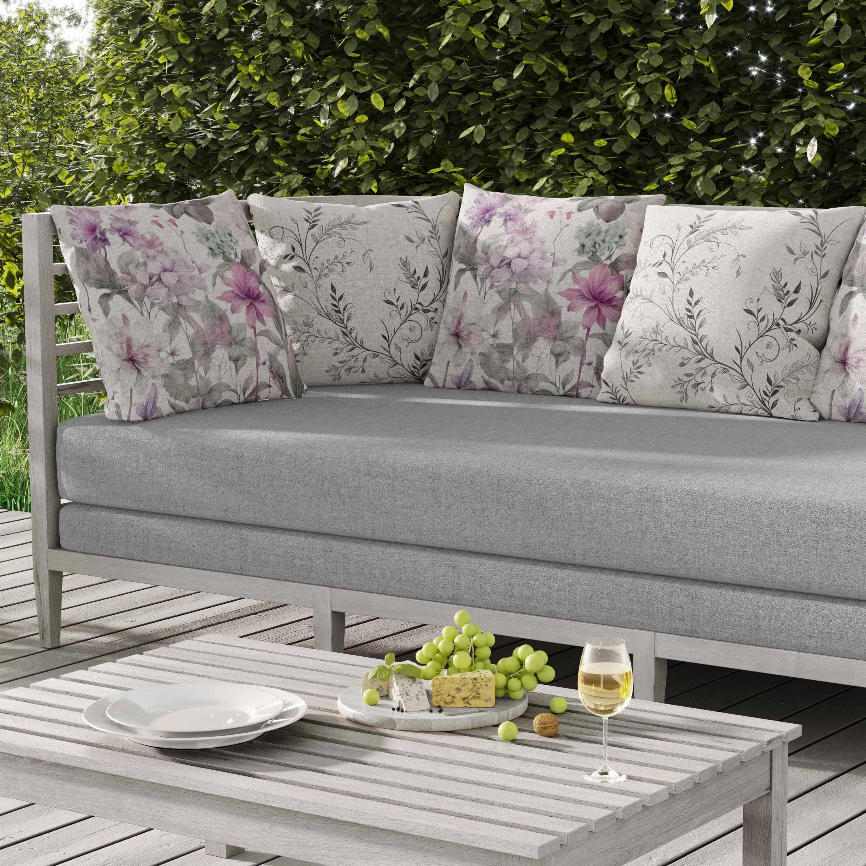 Wildflower Whimsy Indoor/Outdoor Reversible Throw Pillow White and Pink