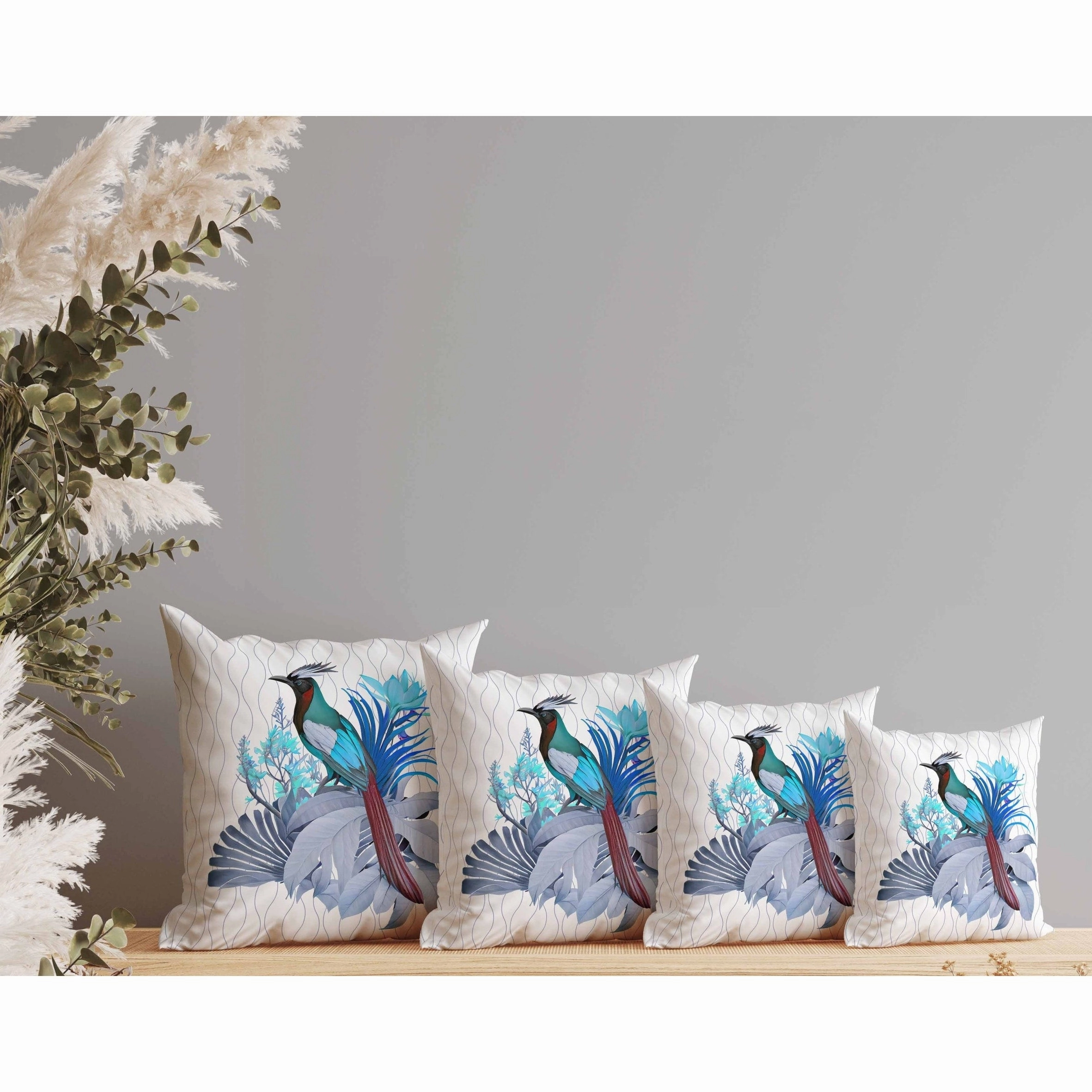 Woodland Flyers Faux Suede Reversible Throw Pillow White and Blue