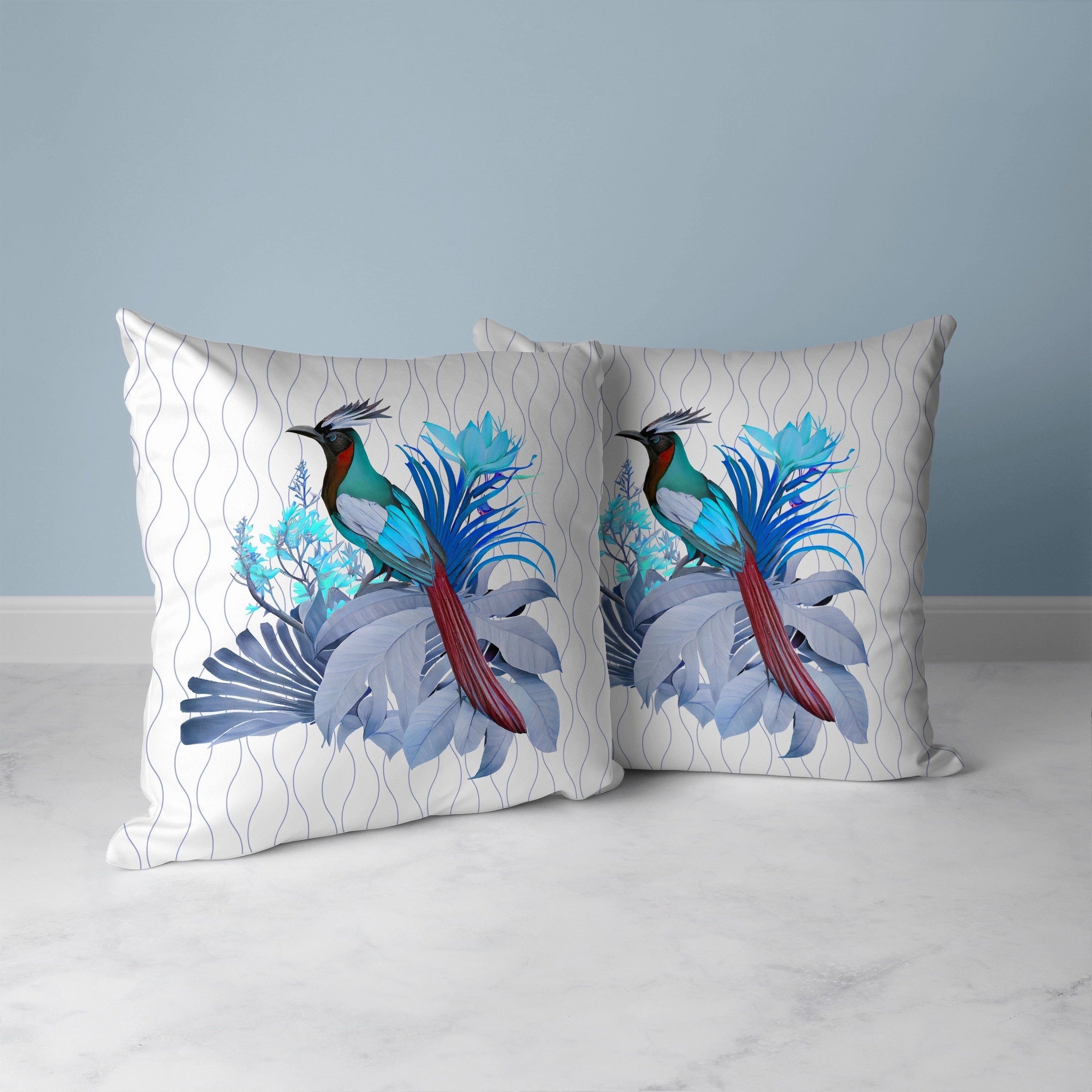 Woodland Flyers Faux Suede Reversible Throw Pillow White and Blue