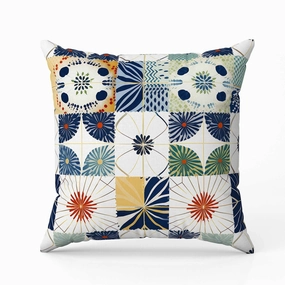Zellige Dreamscapes Indoor/Outdoor Reversible Throw Pillow Blue and Green