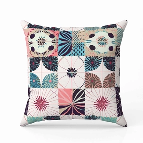 Zellige Dreamscapes Indoor/Outdoor Reversible Throw Pillow Blue and Pink