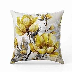 Zinnia Zest Faux Suede Reversible Throw Pillow Yellow and Grey