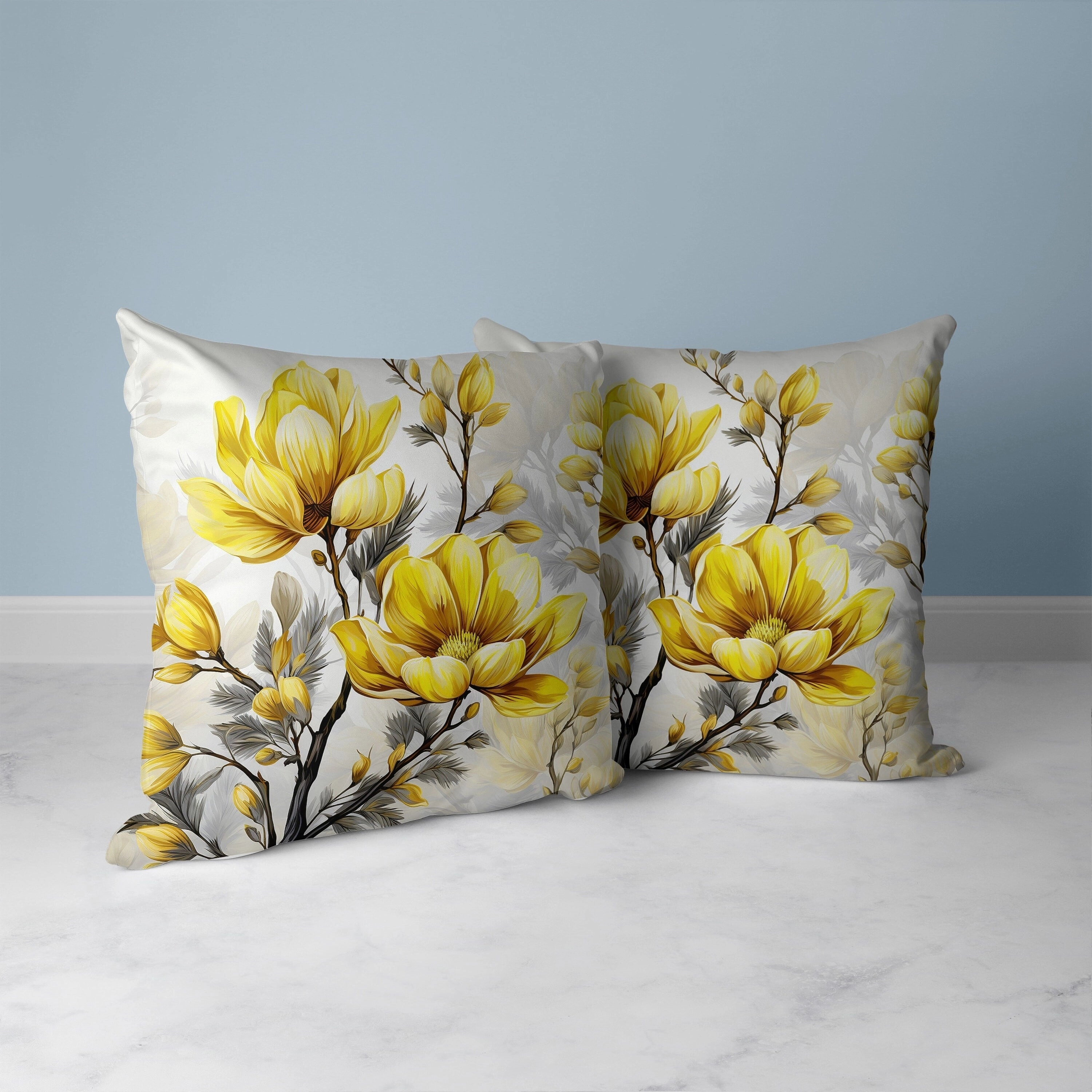Zinnia Zest Faux Suede Reversible Throw Pillow Yellow and Grey