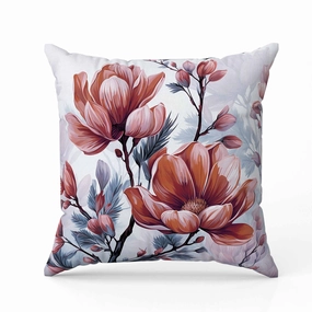 Zinnia Zest Indoor/Outdoor Reversible Throw Pillow Red and Blue