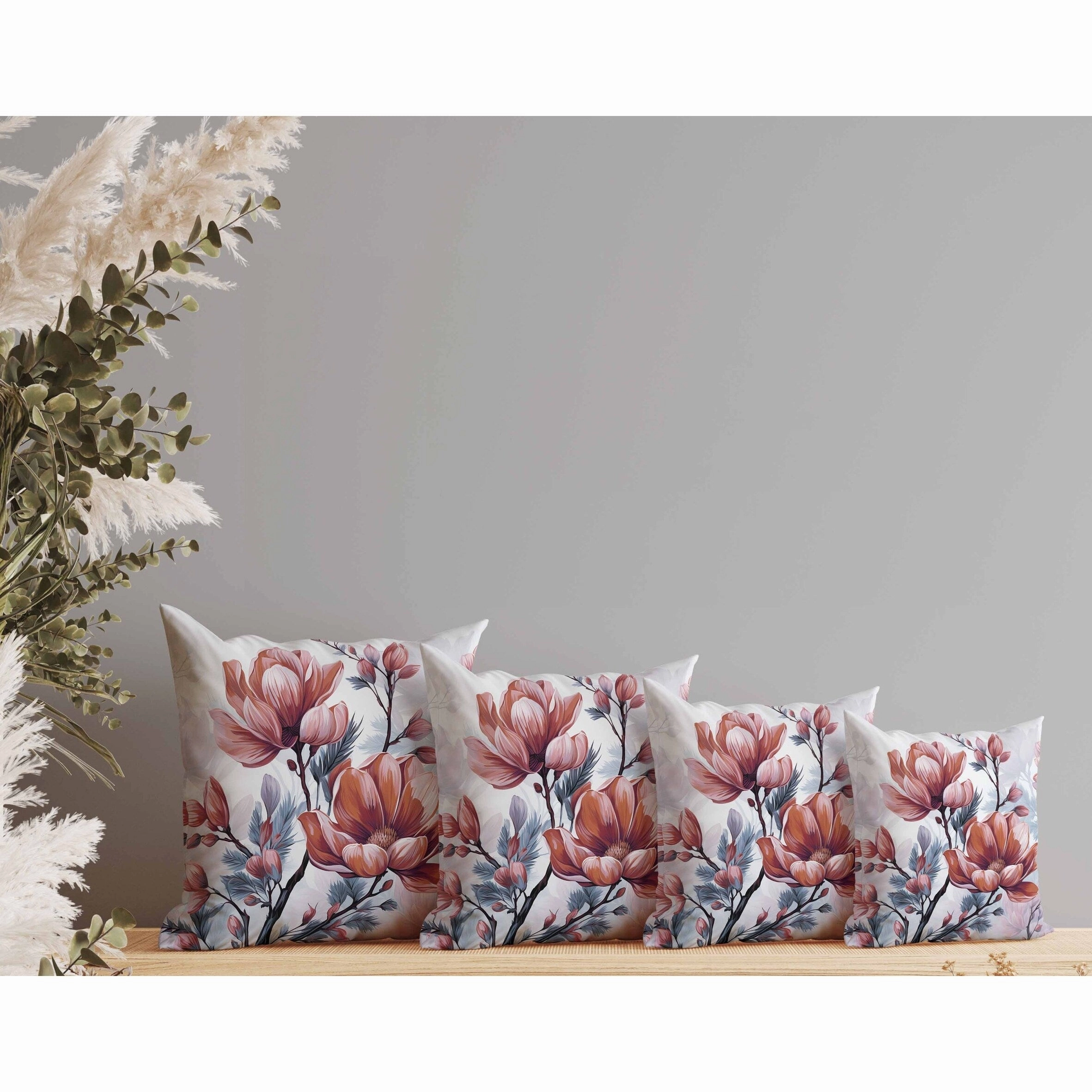 Zinnia Zest Indoor/Outdoor Reversible Throw Pillow Red and Blue